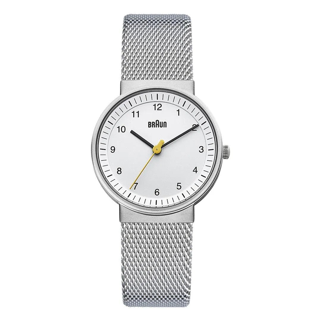 BN0031 Braun ladies classic watch - white dial and silver mesh bracelet sold by Braun
