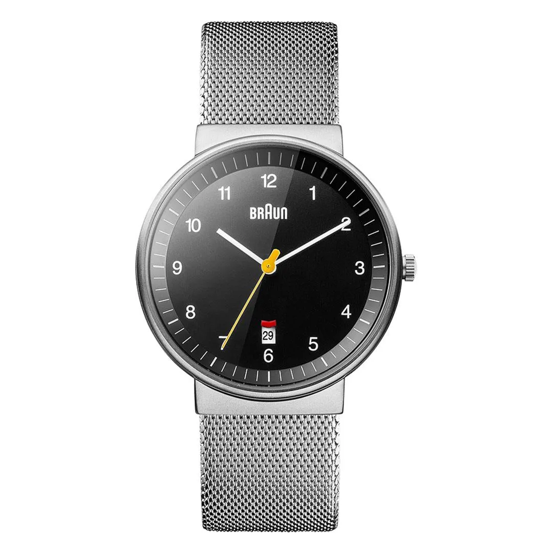 BN0032 Braun gents classic watch - black dial and silver mesh bracelet sold by Braun