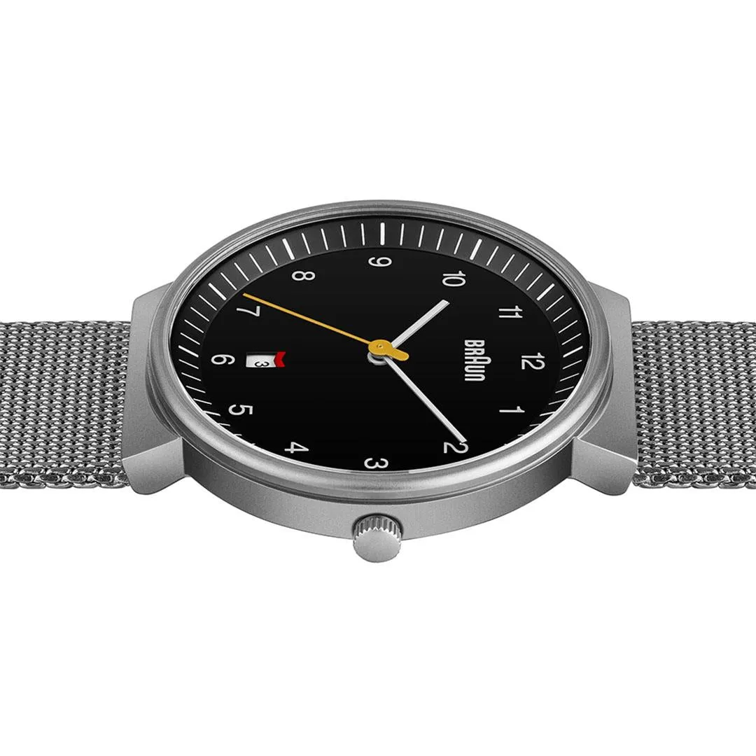 BN0032 Braun gents classic watch - black dial and silver mesh bracelet sold by Braun product image thumbnail 4