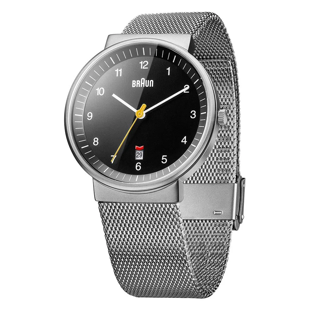 BN0032 Braun gents classic watch - black dial and silver mesh bracelet sold by Braun product image thumbnail 2