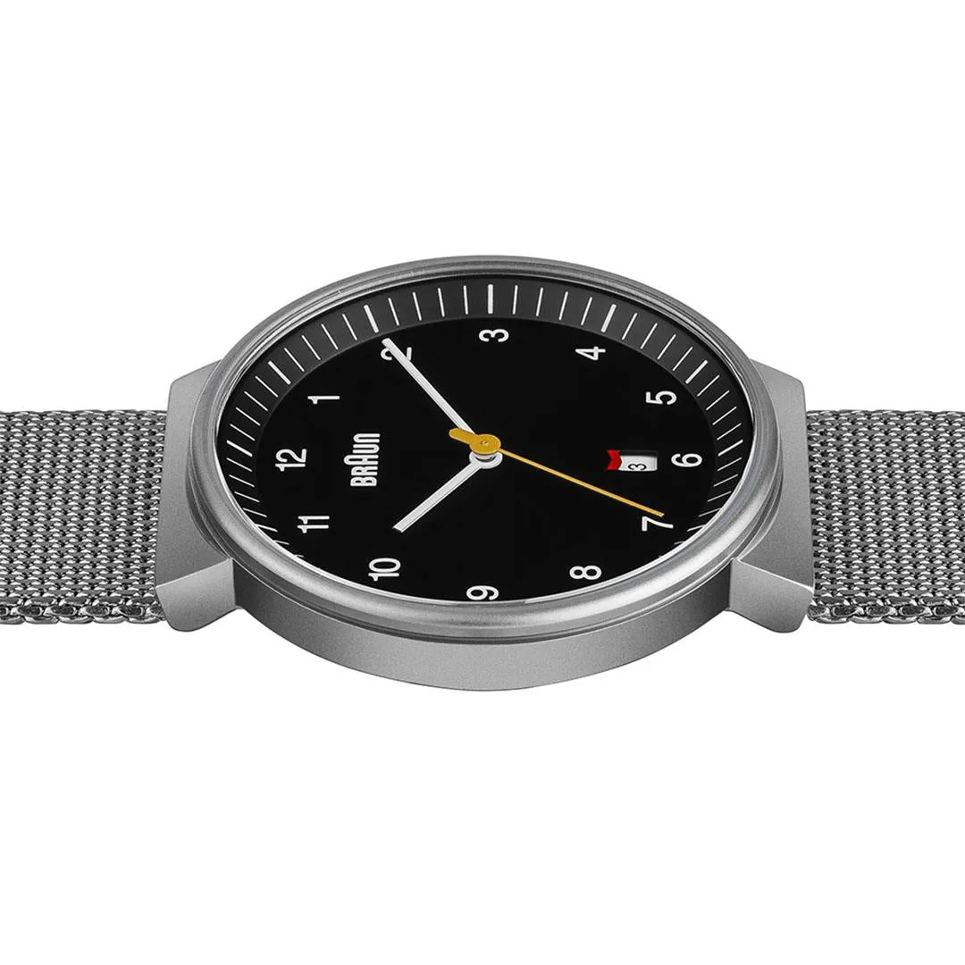 BN0032 Braun gents classic watch - black dial and silver mesh bracelet sold by Braun product image thumbnail 3