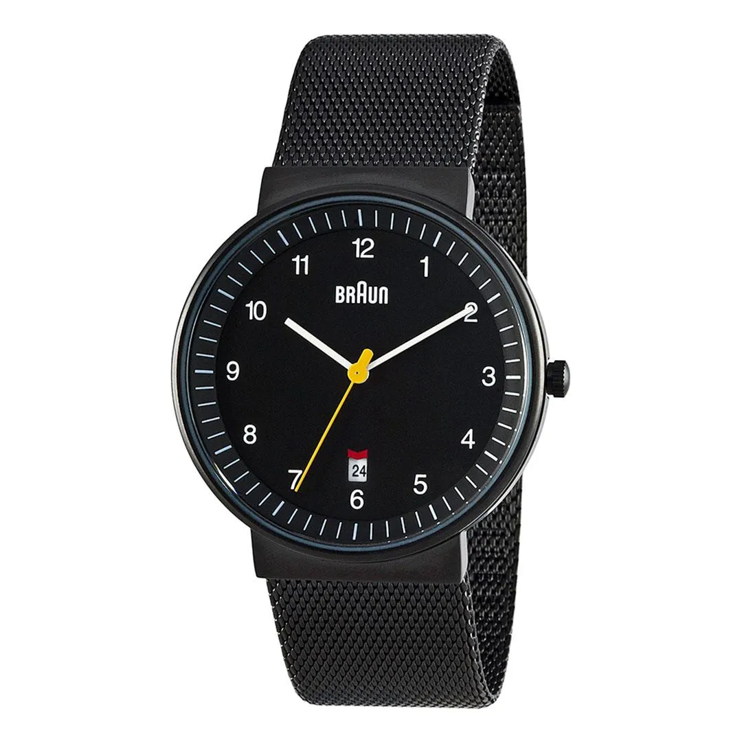 BN0032 Braun gents classic watch - black dial and black mesh bracelet sold by Braun product image thumbnail 2