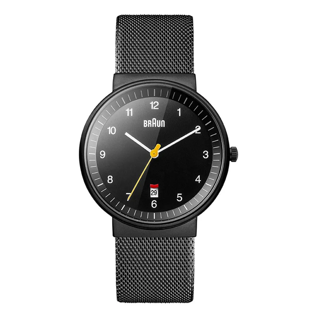 BN0032 Braun gents classic watch - black dial and black mesh bracelet sold by Braun