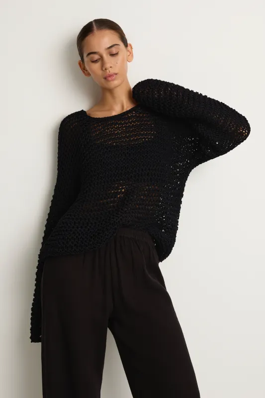 Mikoh Mehetia Knit Drop Shoulder Long Sleeve Top - Night made by Mikoh