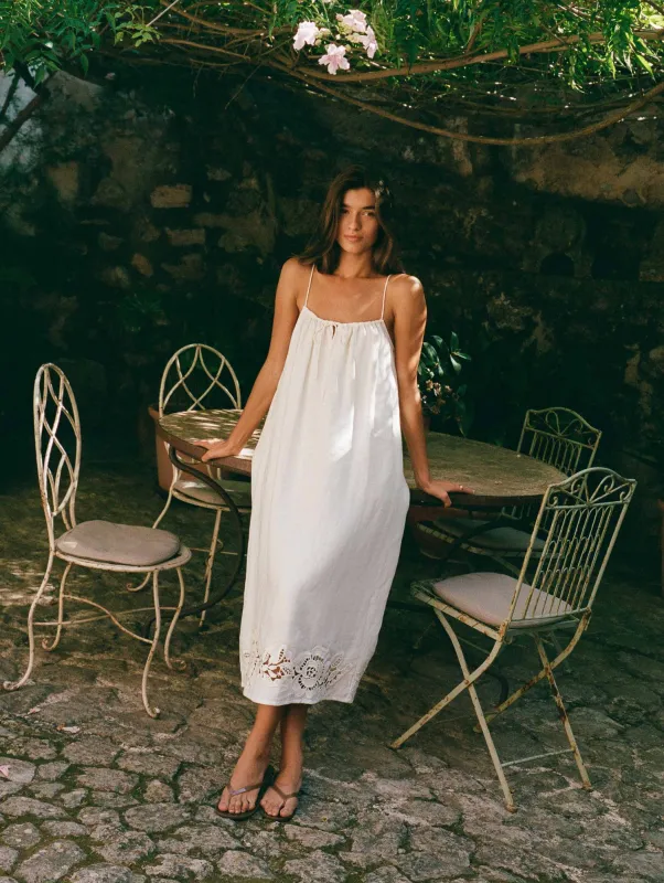 Peony Embroidered Midi Dress - Gardenia made by Peony