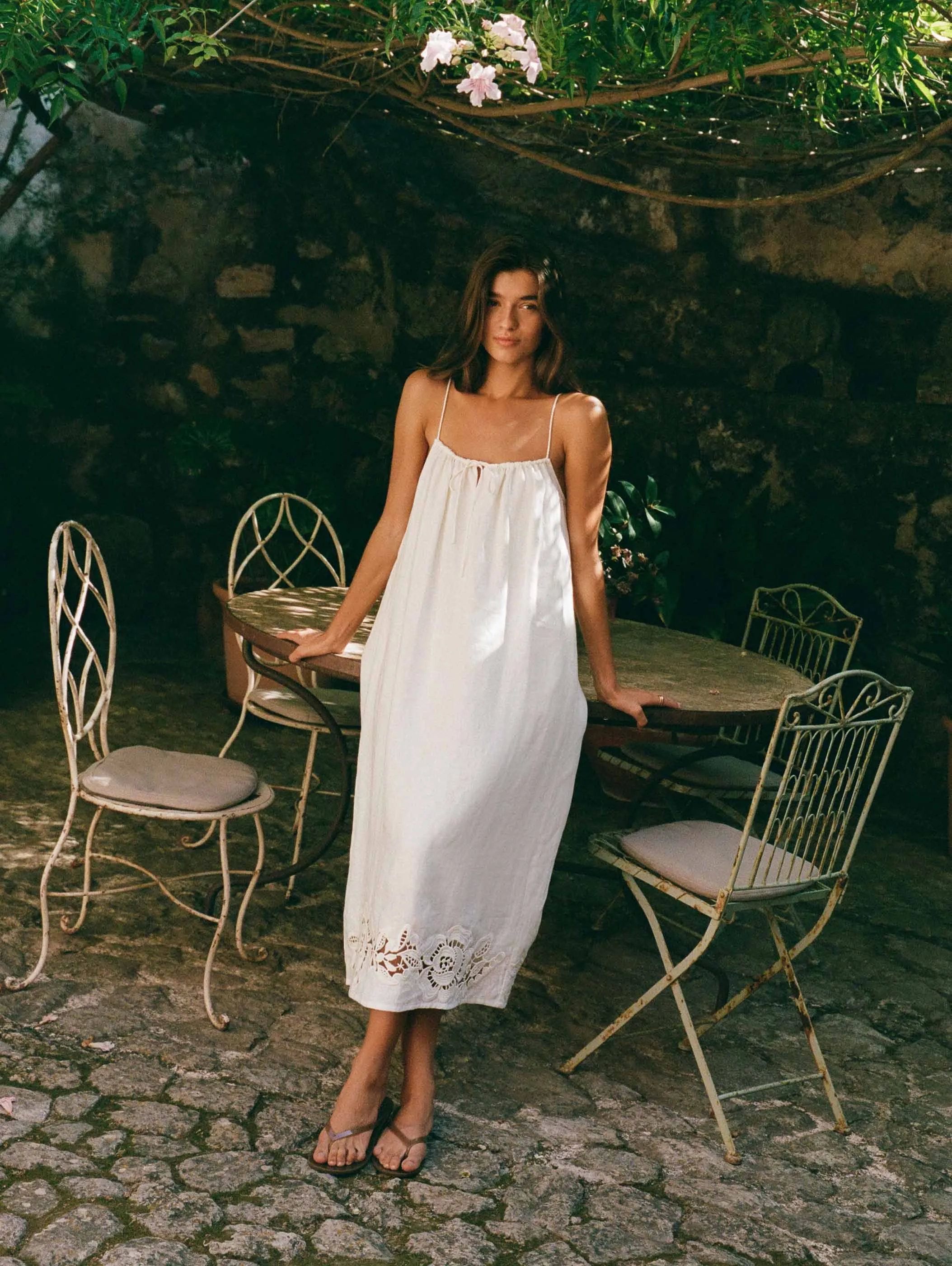 Peony Embroidered Midi Dress - Gardenia sold by Soleil Blue