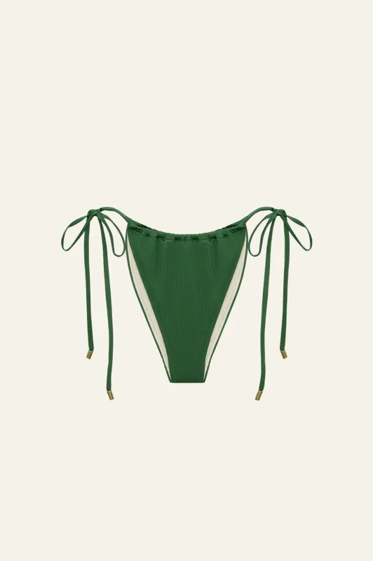 Peony Ruched Channel String Pant - Bottle Green made by Peony
