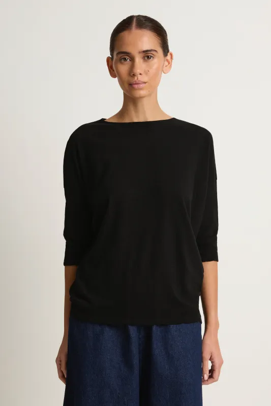 Pas De Calais Cotton Linen Jersey T-Shirt - Black made by Pas de Calais