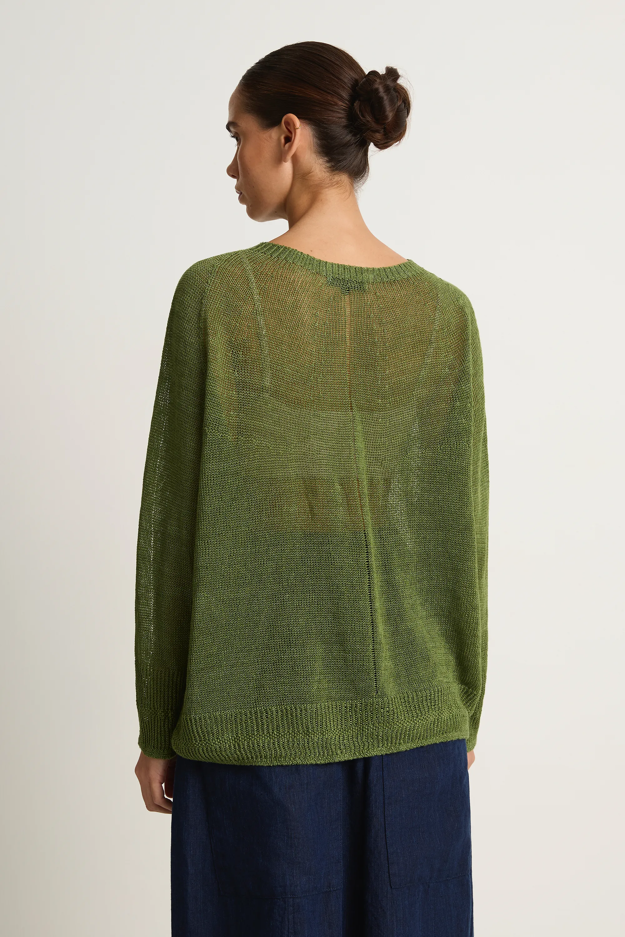 Pas De Calais Normandy Linen Crew Neck Pullover - Green sold by Soleil Blue product image thumbnail 2