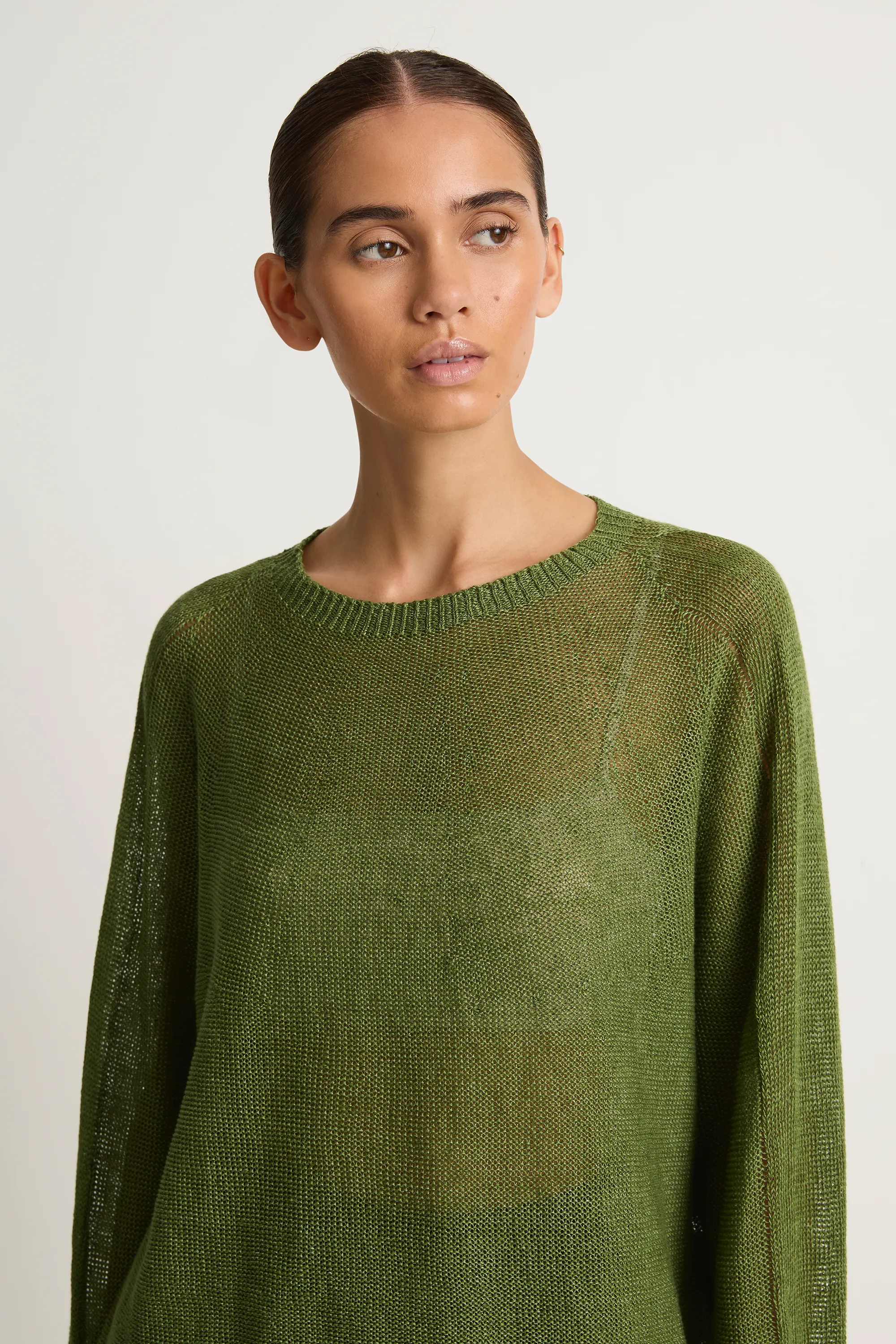 Pas De Calais Normandy Linen Crew Neck Pullover - Green sold by Soleil Blue product image thumbnail 4