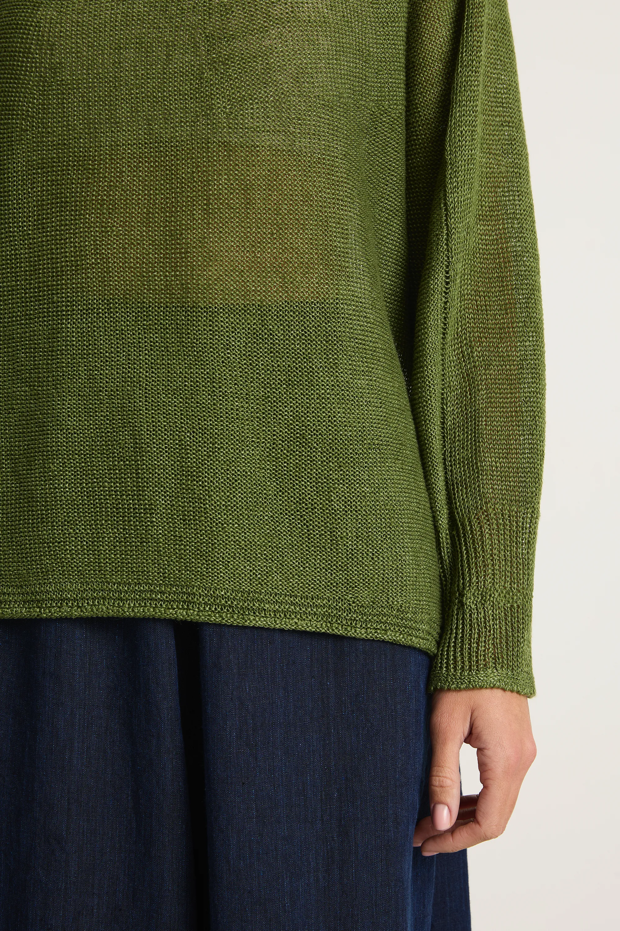 Pas De Calais Normandy Linen Crew Neck Pullover - Green sold by Soleil Blue product image thumbnail 5