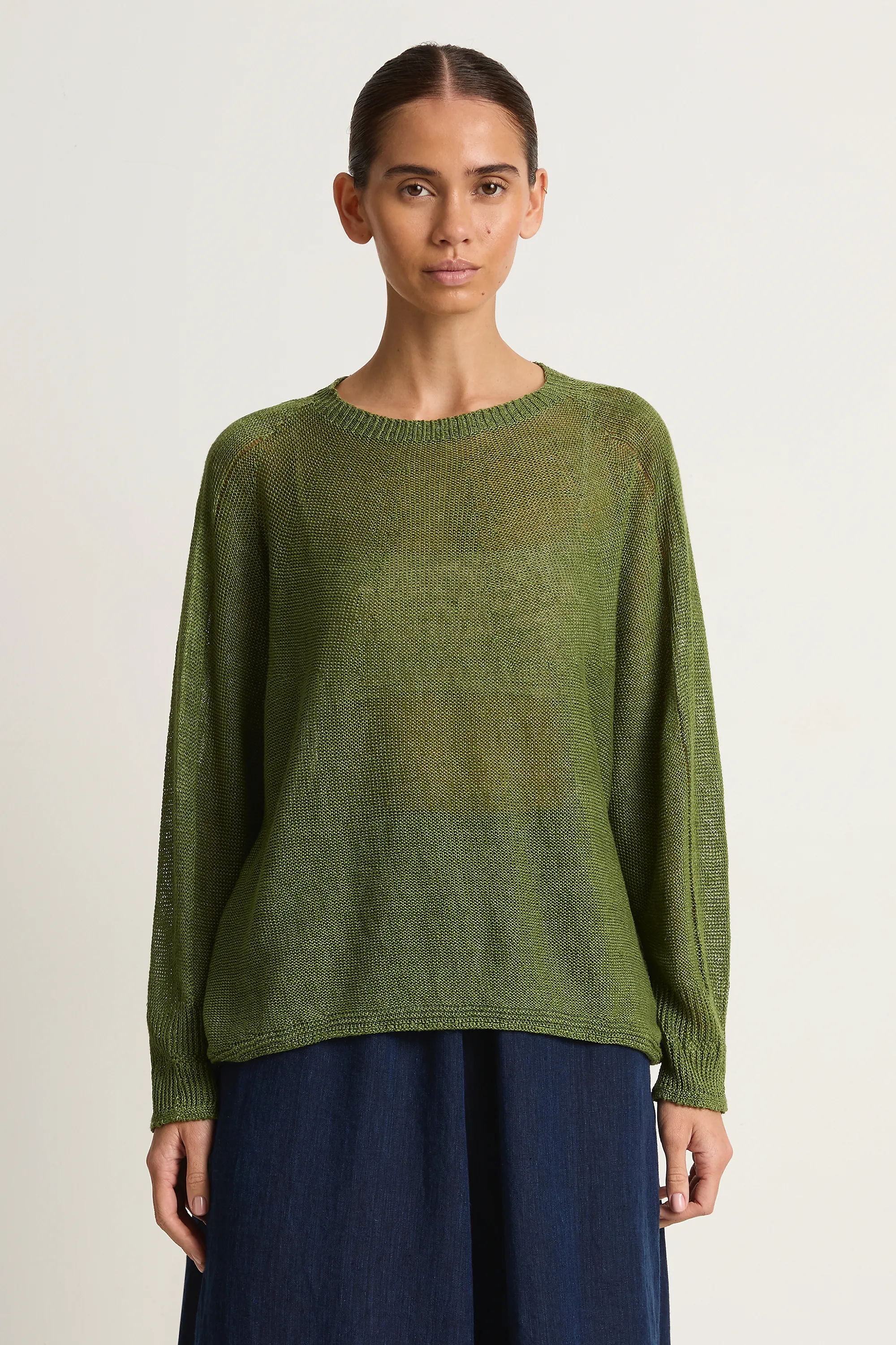 Pas De Calais Normandy Linen Crew Neck Pullover - Green sold by Soleil Blue product image thumbnail 3