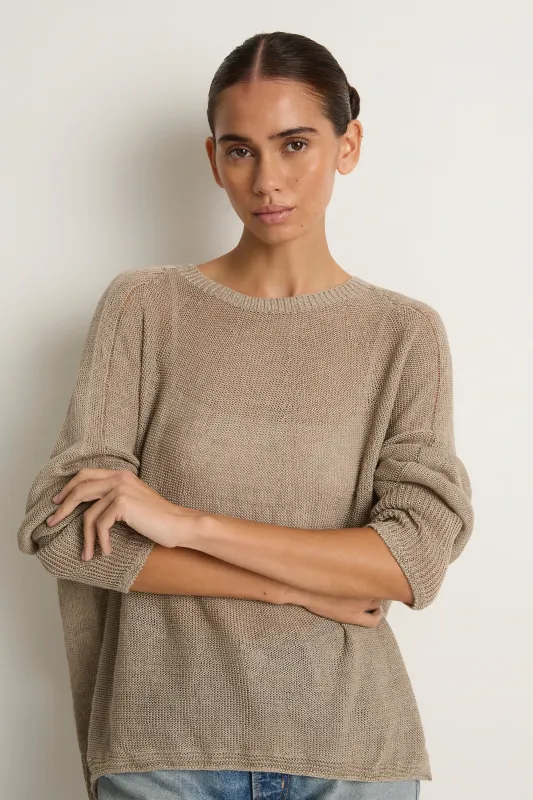 Pas De Calais Normandy Linen Crew Neck Pullover - Natural made by Pas de Calais