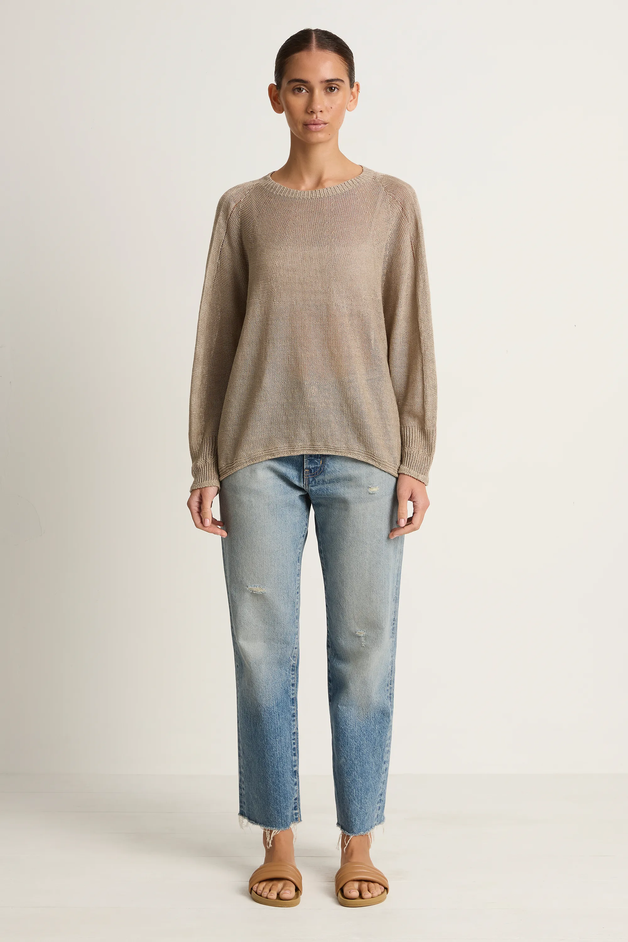 Pas De Calais Normandy Linen Crew Neck Pullover - Natural sold by Soleil Blue product image thumbnail 4