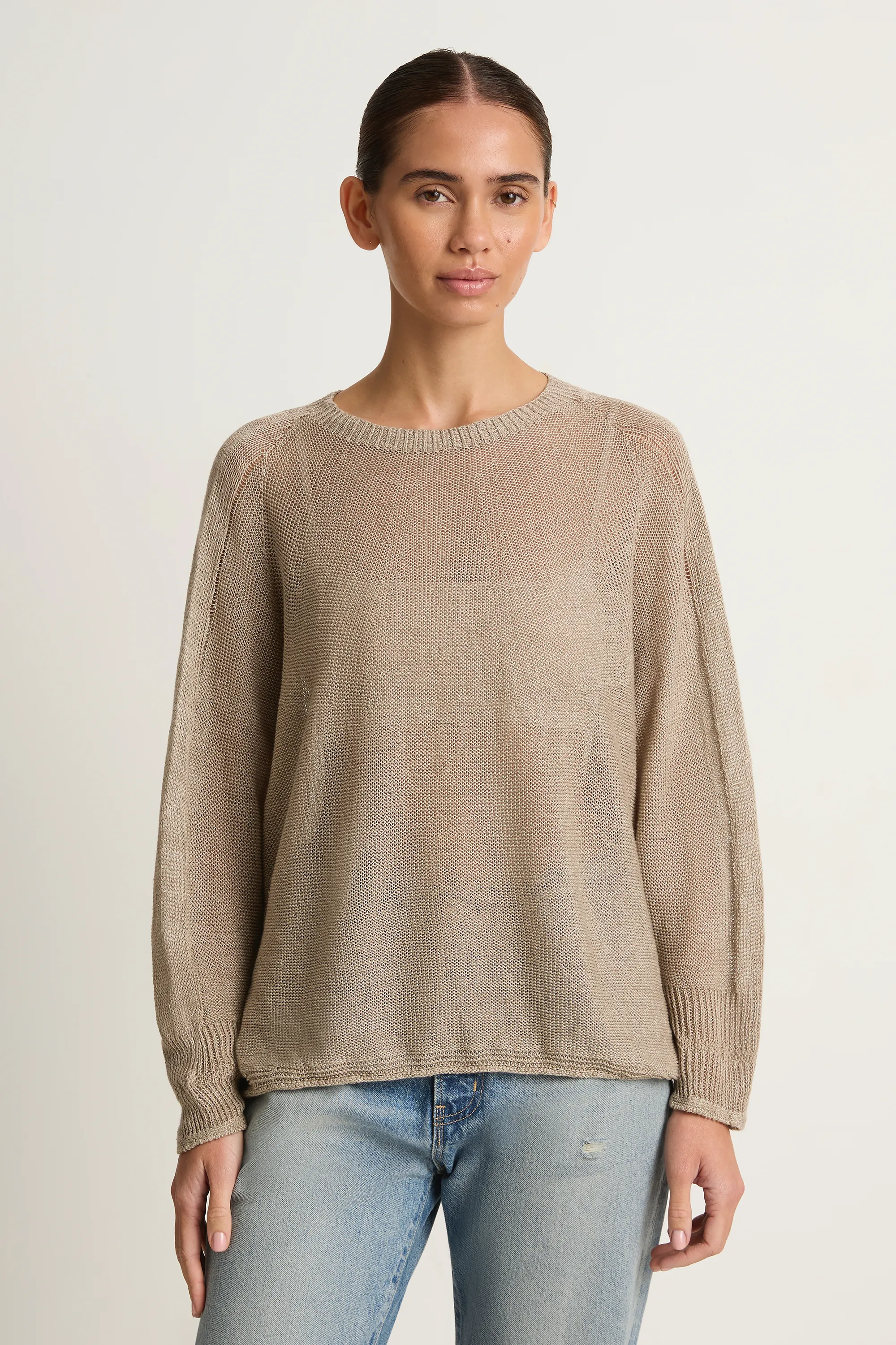 Pas De Calais Normandy Linen Crew Neck Pullover - Natural sold by Soleil Blue product image thumbnail 3