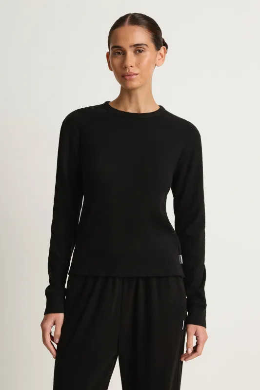 Le Bon Shoppe Pointelle Fundamental Tee - Black made by Le Bon Shoppe