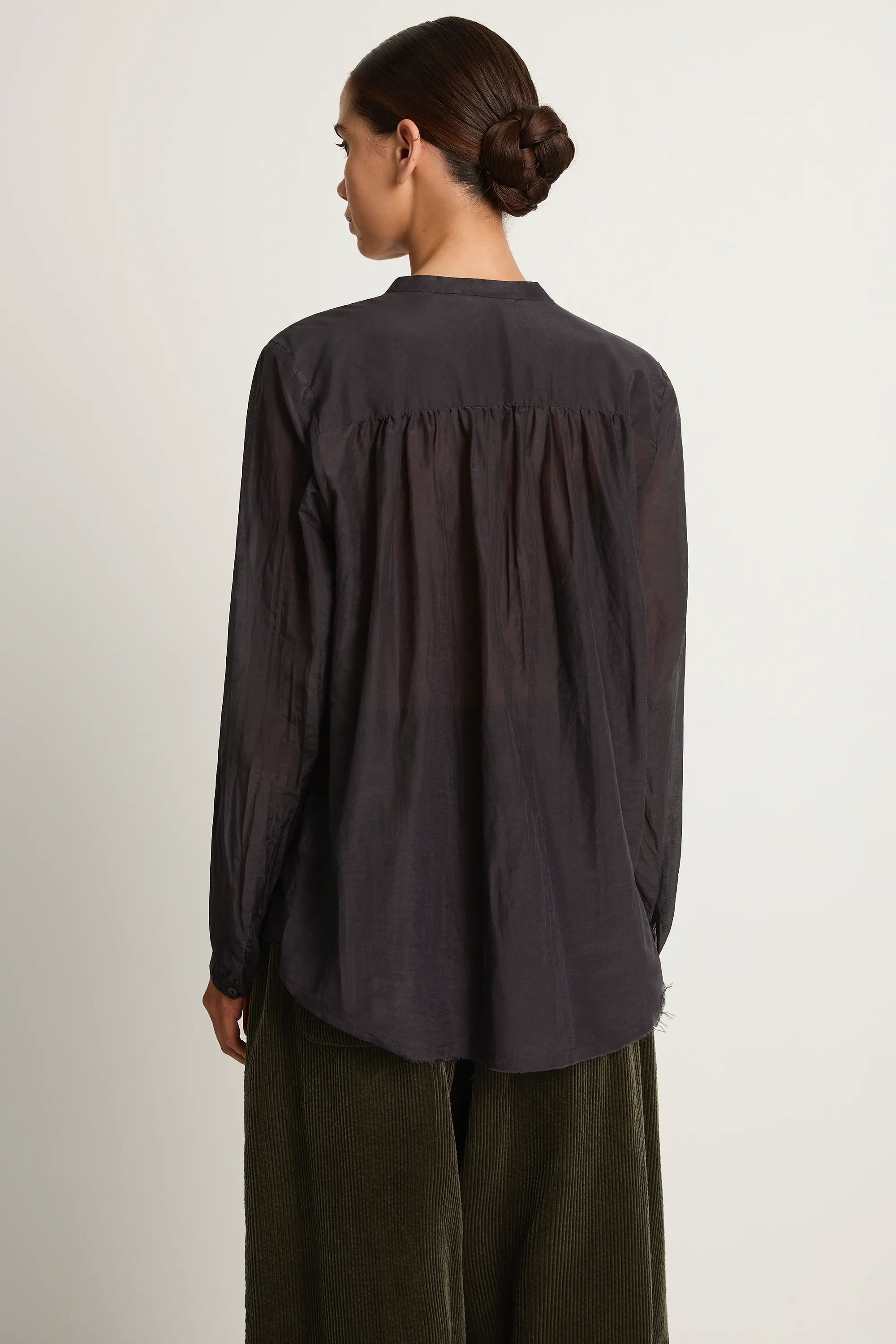 Pas De Calais Cotton Silk Lawn Stand Collar Blouse - Navy sold by Soleil Blue product image thumbnail 2
