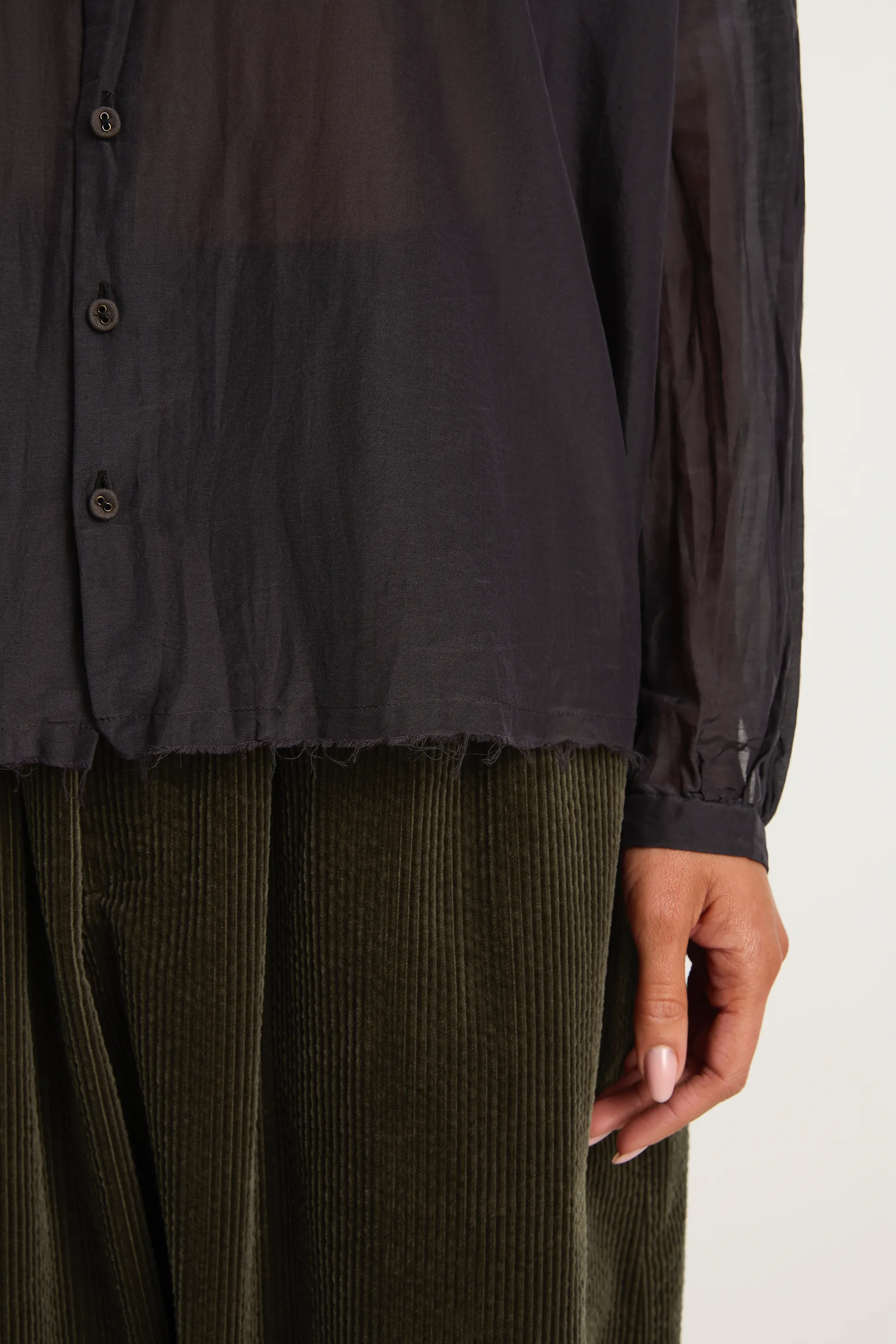 Pas De Calais Cotton Silk Lawn Stand Collar Blouse - Navy sold by Soleil Blue product image thumbnail 5