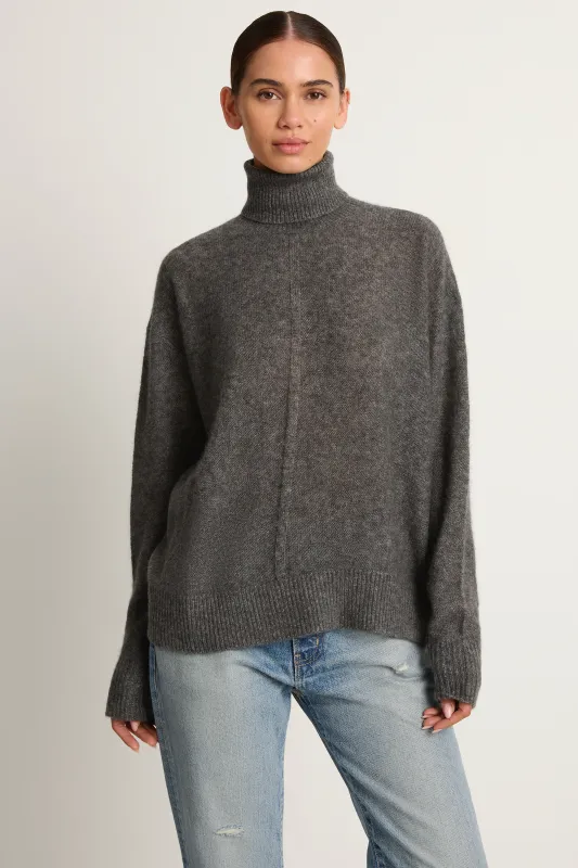 Apiece Apart Softest Tissue Weight Turtleneck - Charcoal made by Apiece Apart