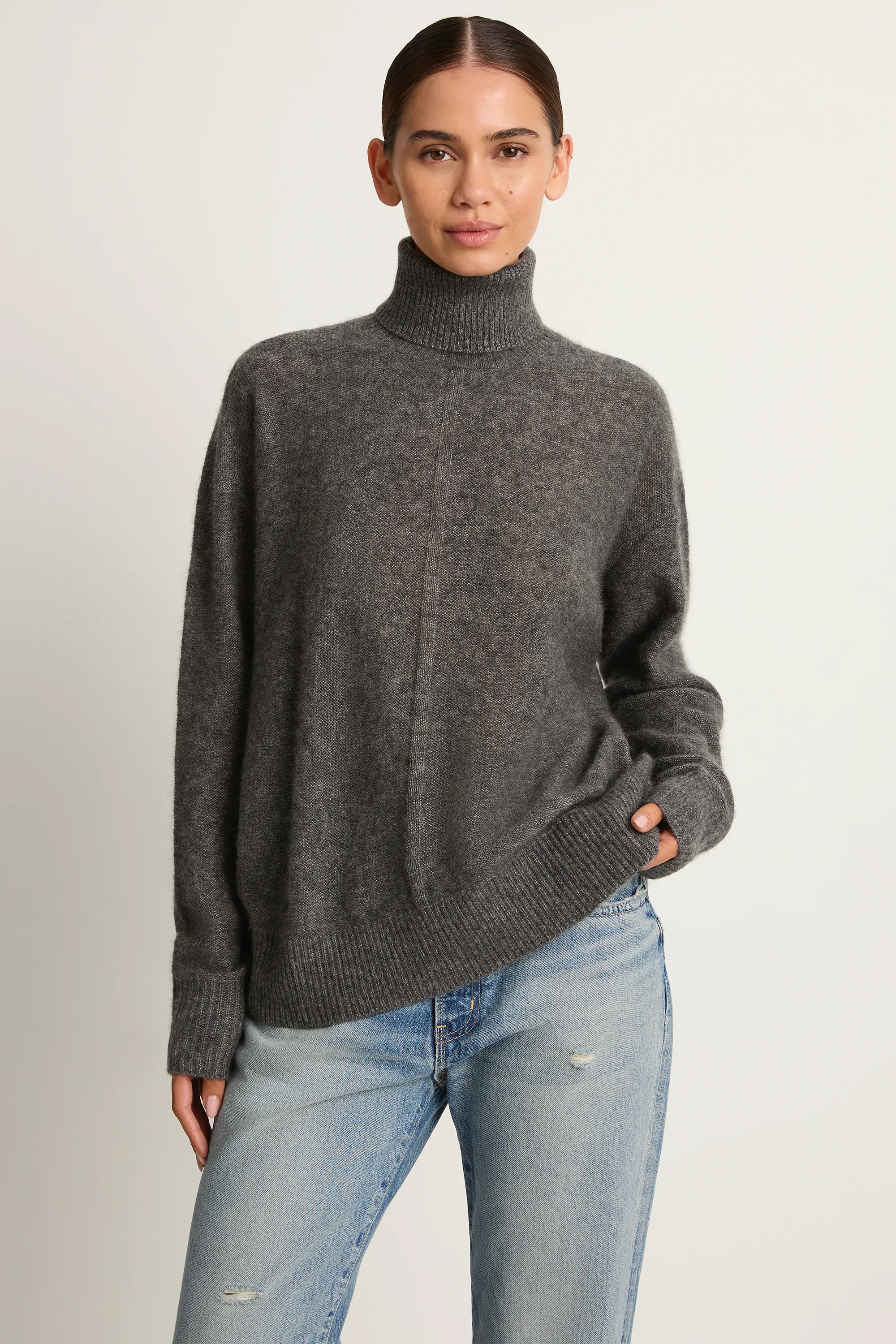 Apiece Apart Softest Tissue Weight Turtleneck - Charcoal sold by Soleil Blue product image thumbnail 4
