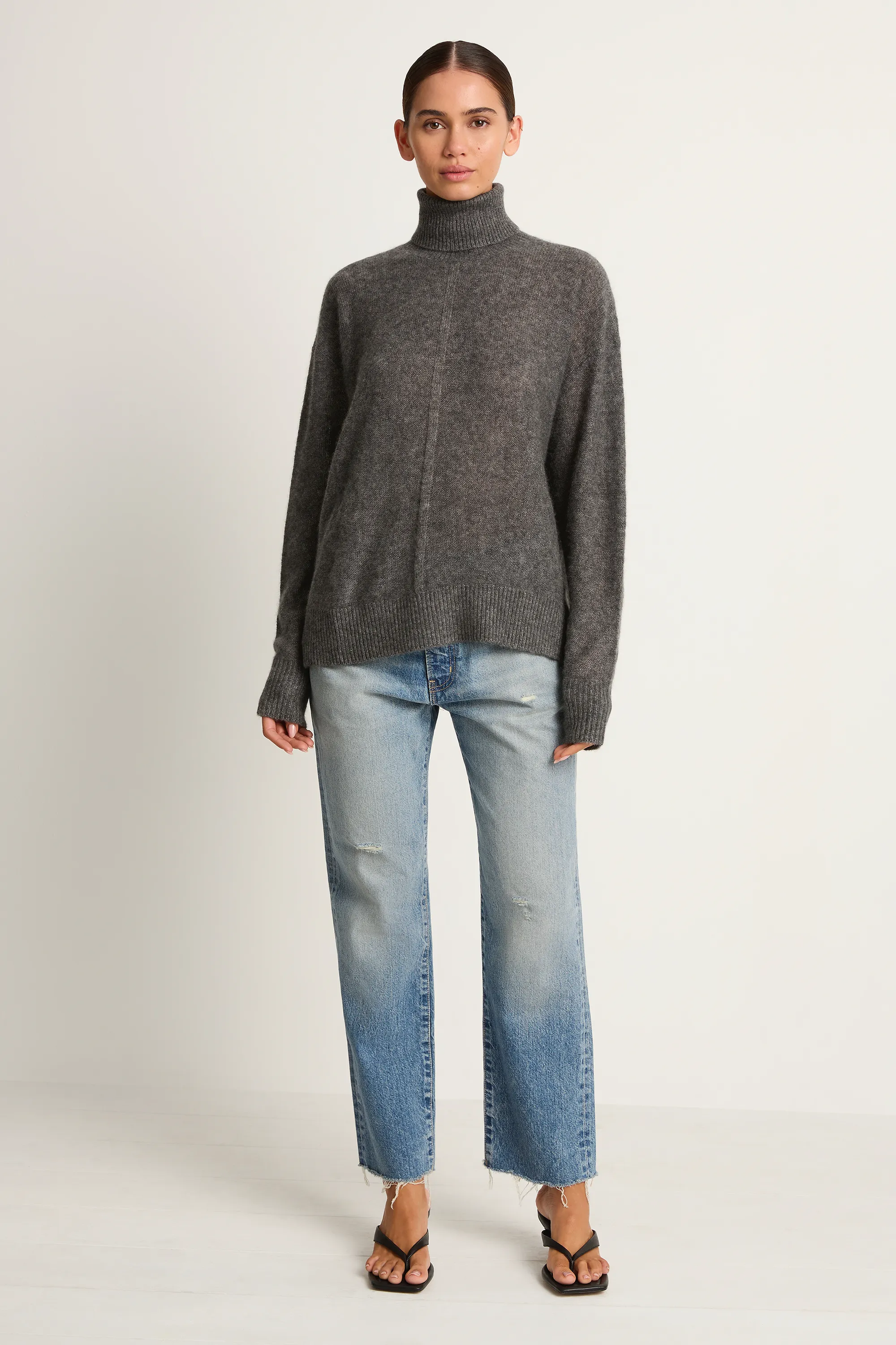 Apiece Apart Softest Tissue Weight Turtleneck - Charcoal sold by Soleil Blue product image thumbnail 5