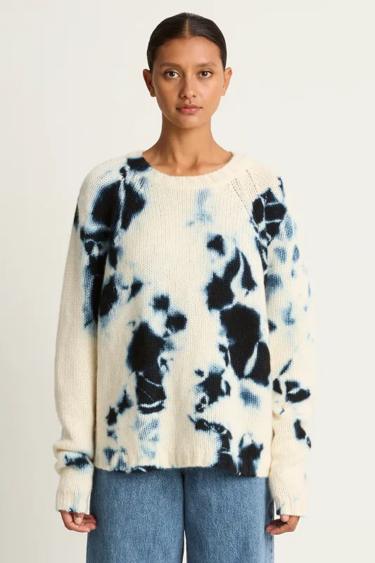 Suzusan Cashmere Hand Knit Raglan Pullover - Black / Natural White - FINAL SALE made by Soleil Blue