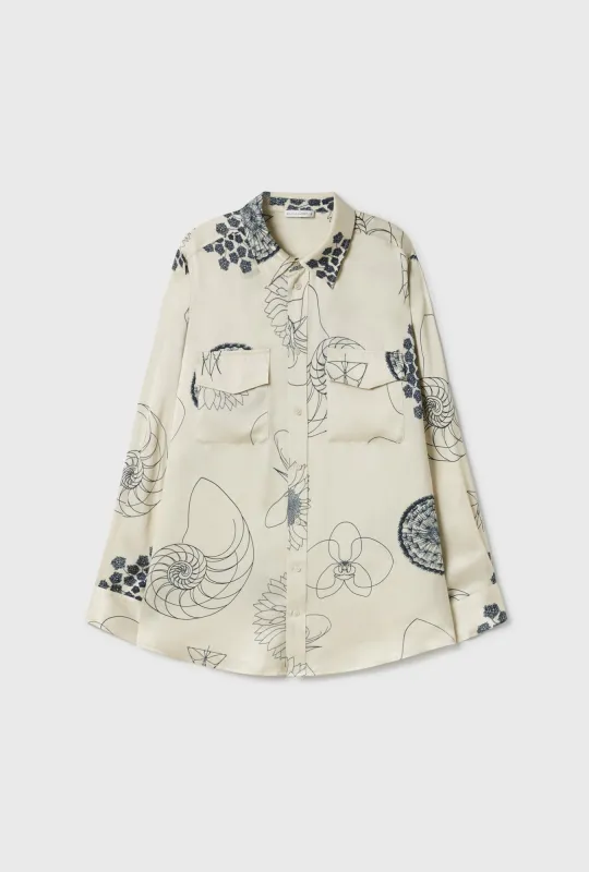 Silk Laundry Boyfriend Shirt - Fibonacci Off White - FINAL SALE made by Silk Laundry