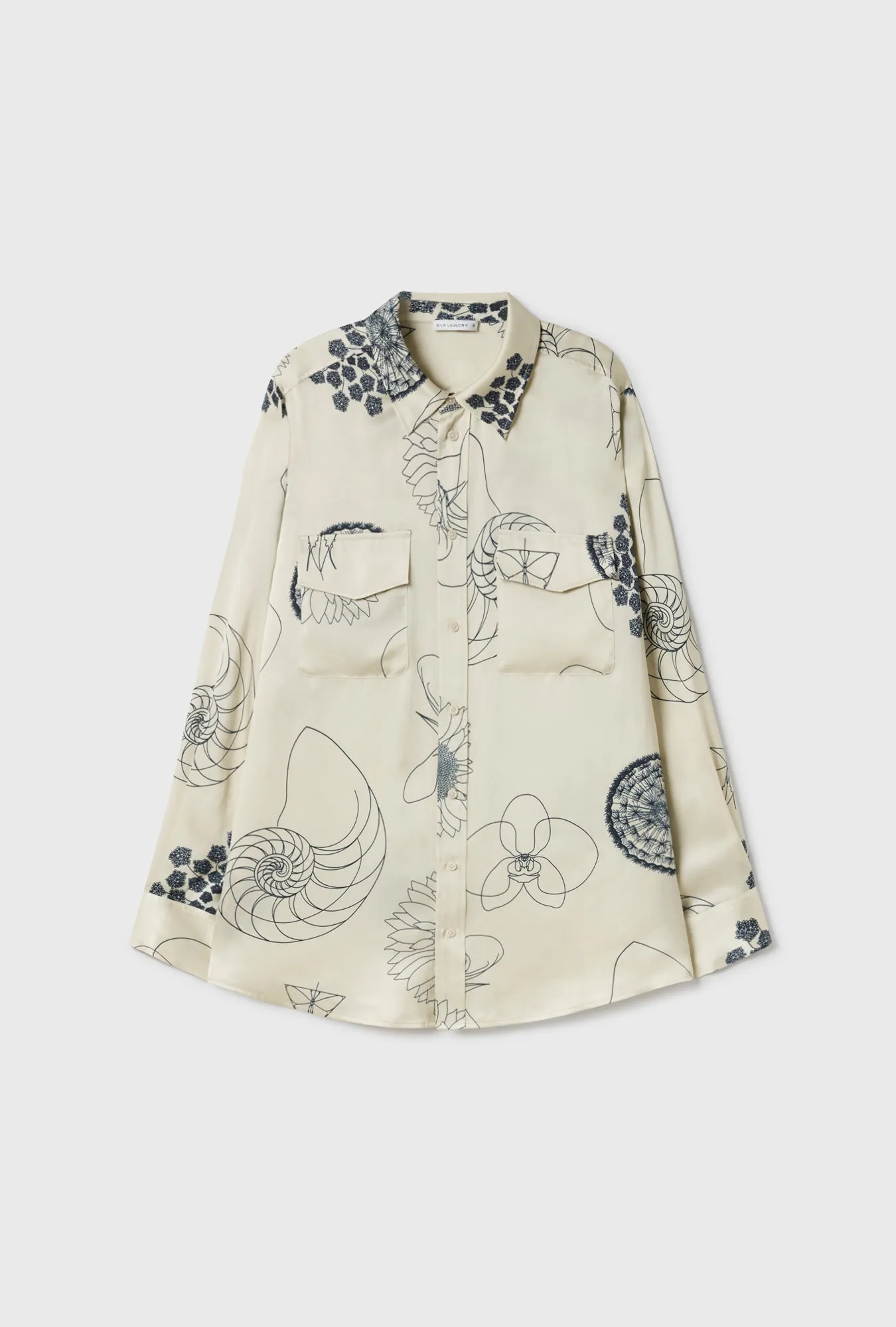 Silk Laundry Boyfriend Shirt - Fibonacci Off White - FINAL SALE sold by Soleil Blue