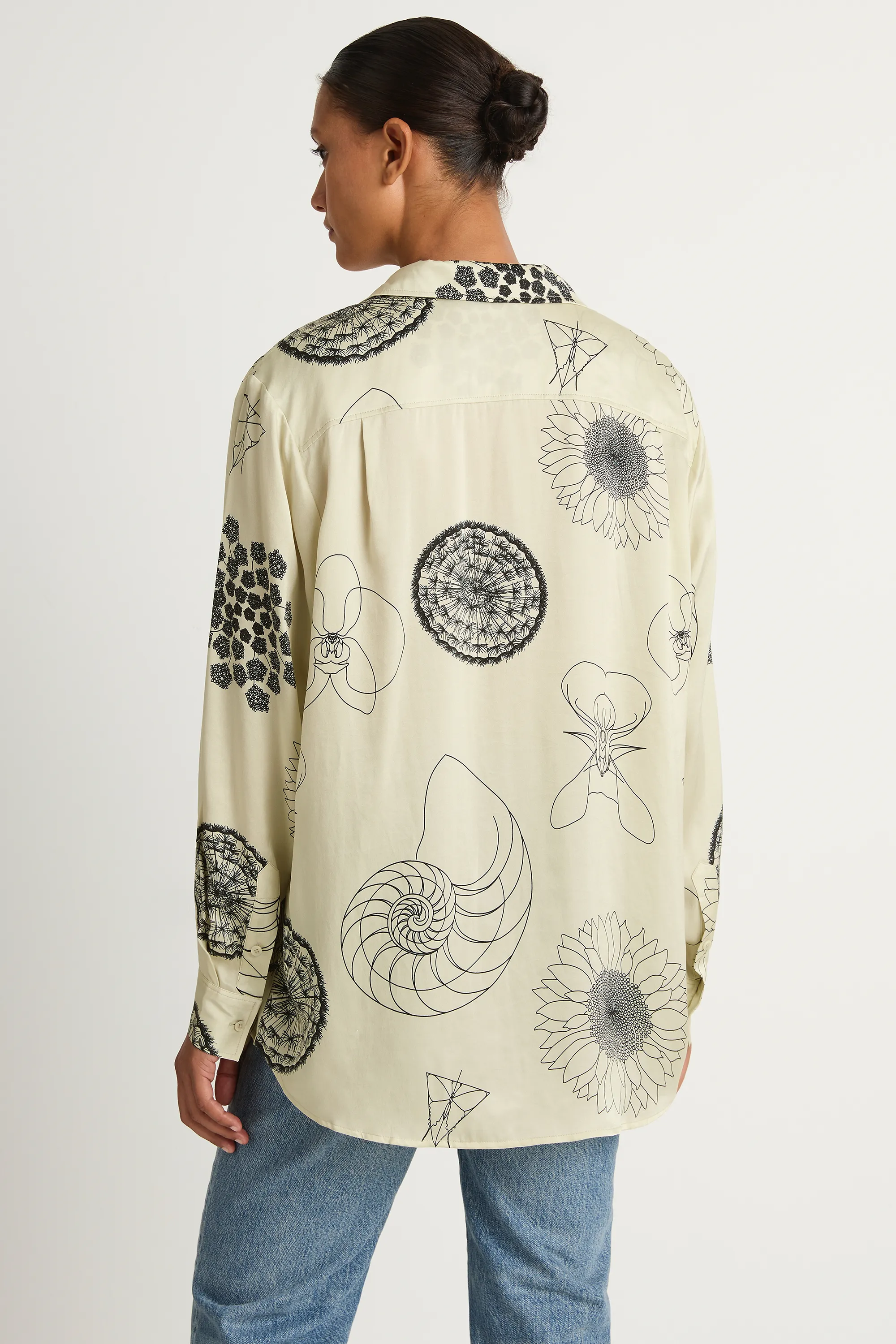 Silk Laundry Boyfriend Shirt - Fibonacci Off White - FINAL SALE sold by Soleil Blue product image thumbnail 4