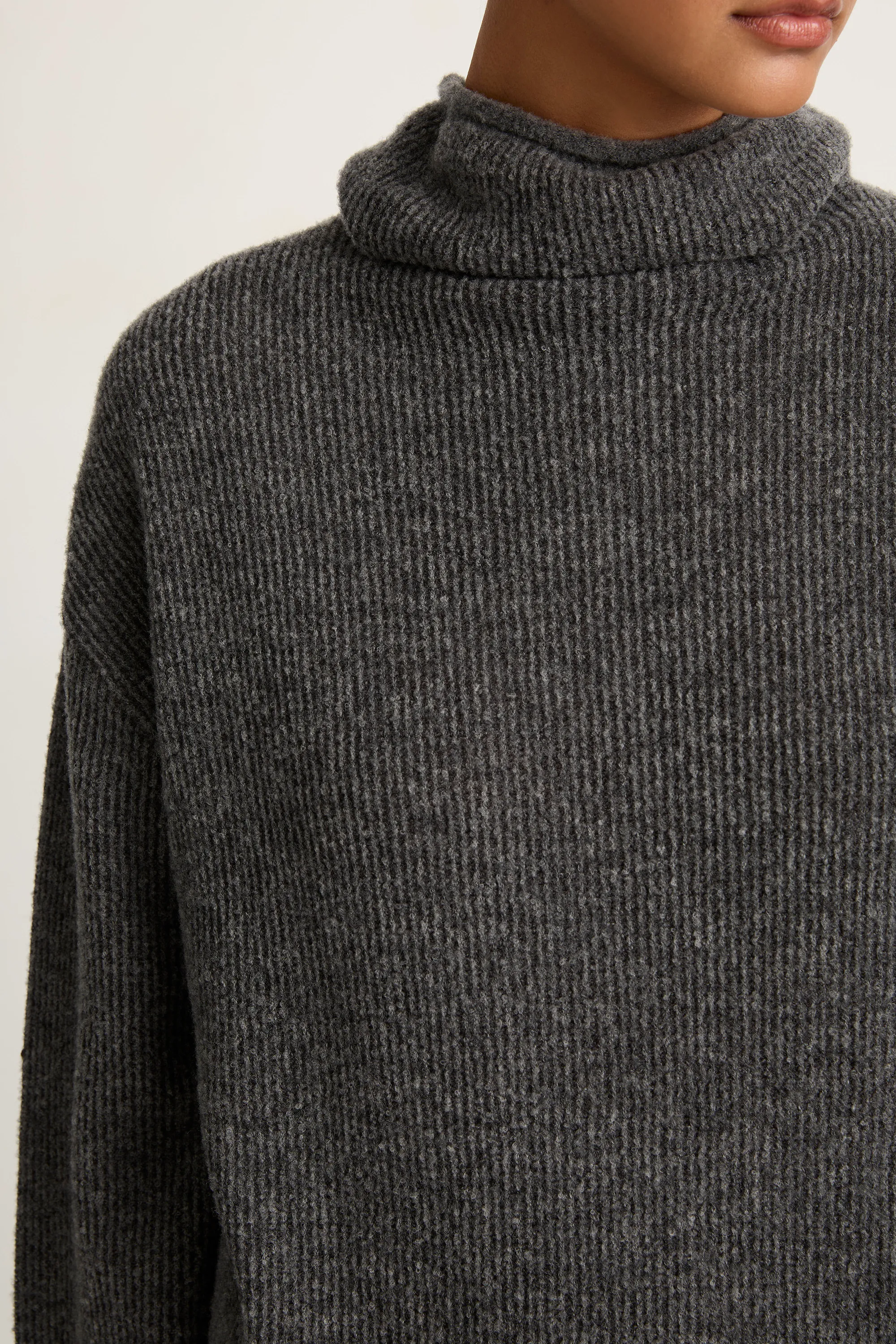 Pas De Calais Fine Bouclé Turtleneck Knit Pullover - Heather Grey sold by Soleil Blue product image thumbnail 2