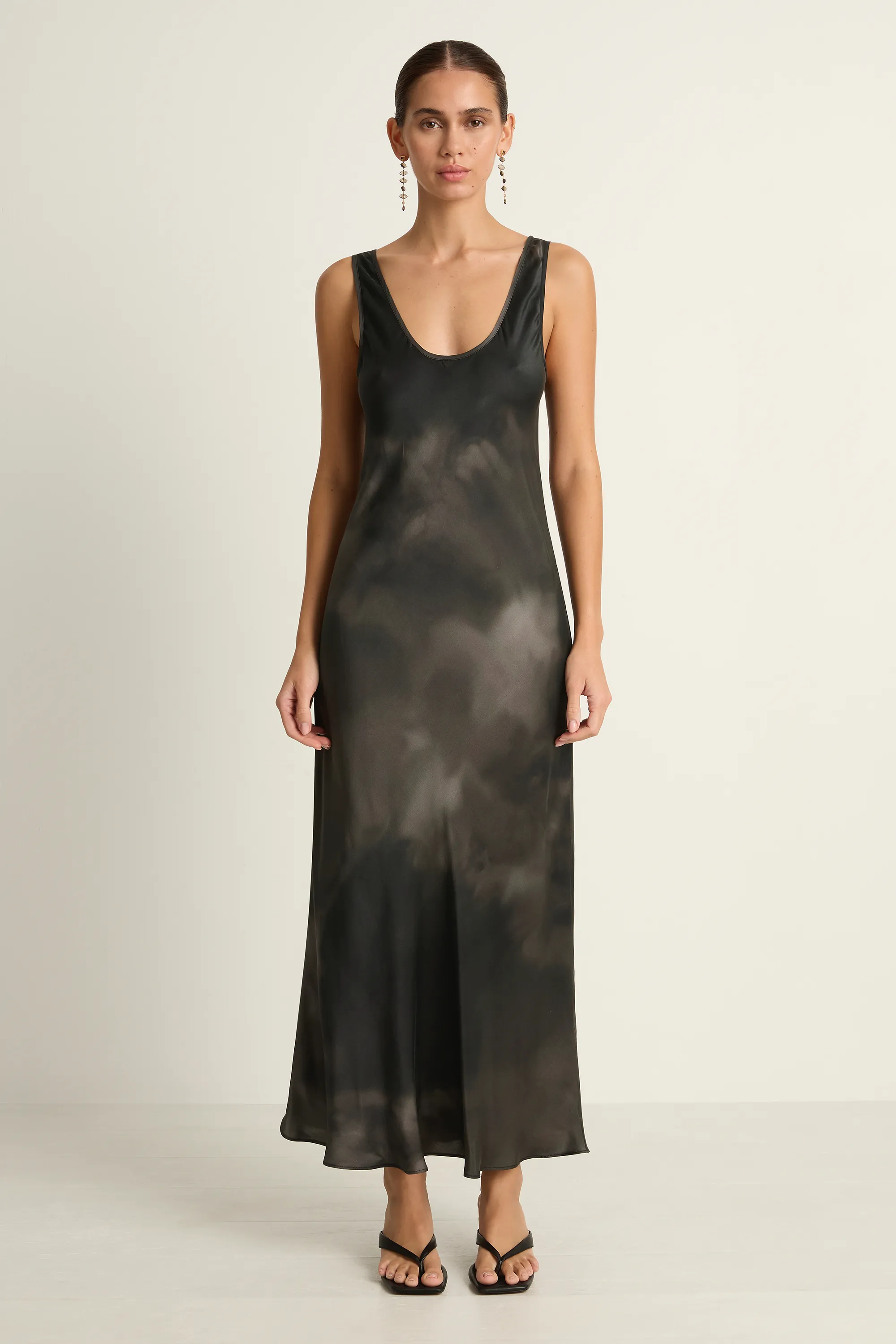 Silk Laundry Scoop Neck Dress - Smoke sold by Soleil Blue product image thumbnail 3