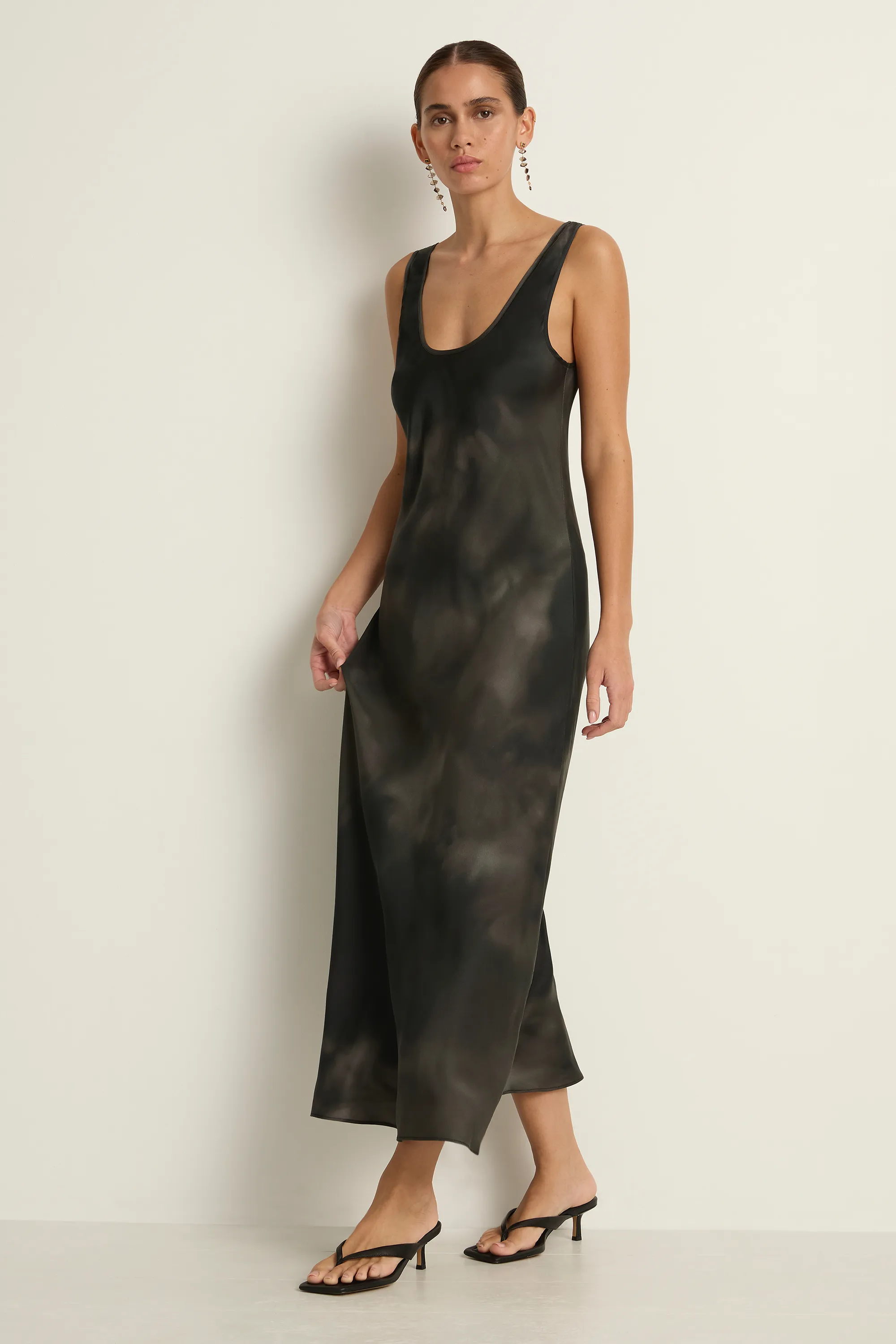 Silk Laundry Scoop Neck Dress - Smoke sold by Soleil Blue product image thumbnail 5