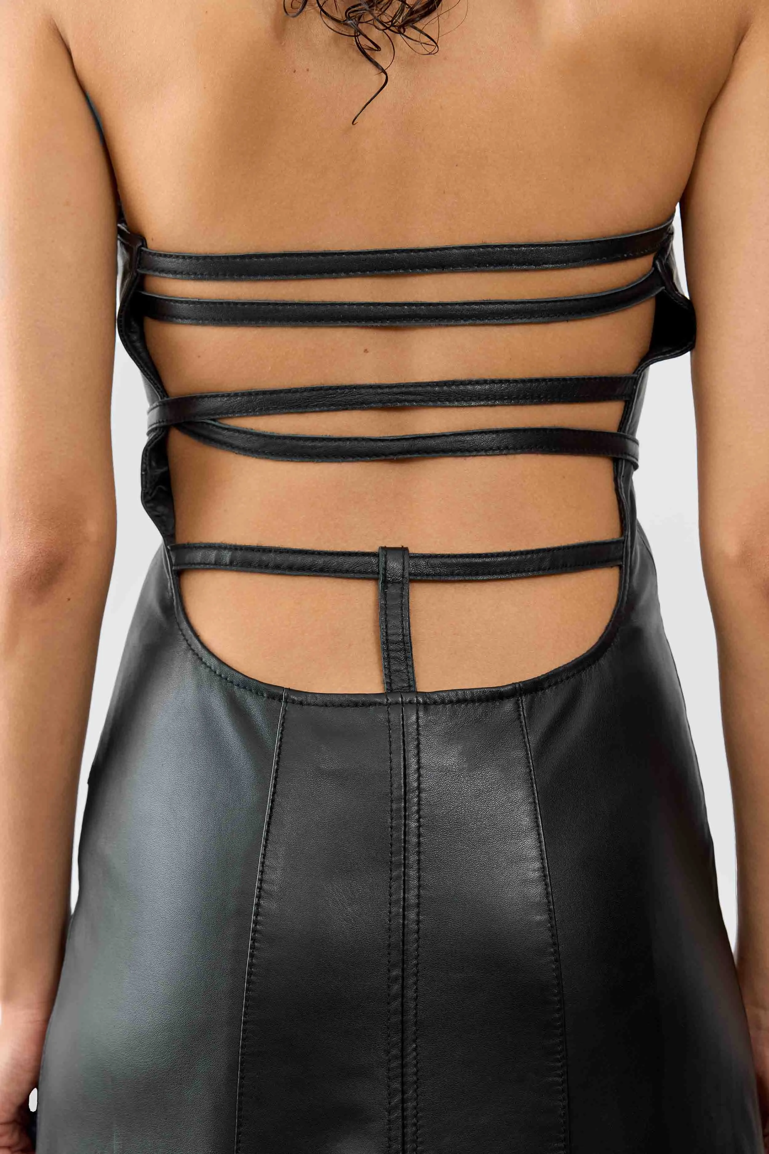 Maxine Black Leather Maxi Dress sold by Deadwood Studios product image thumbnail 2