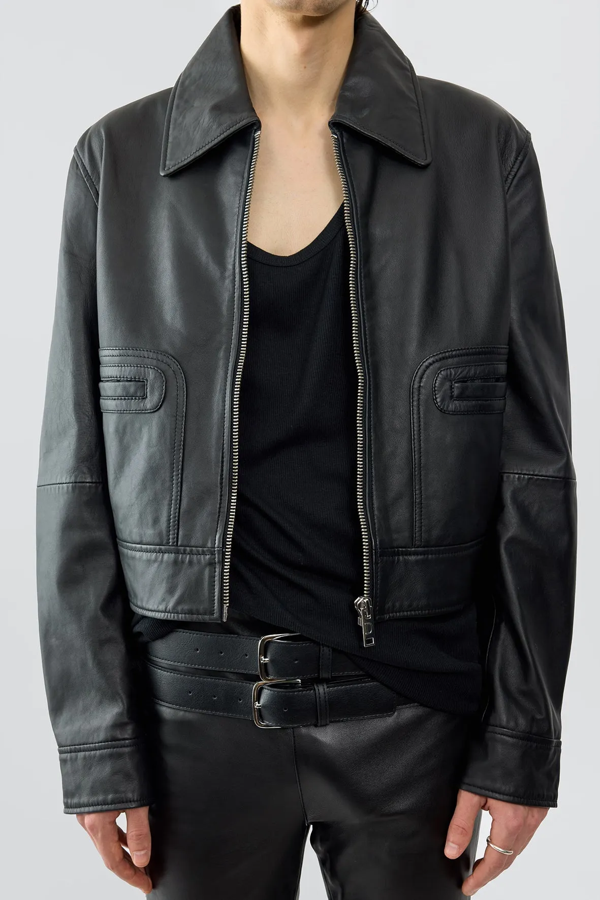 Gable Black Leather Jacket sold by Deadwood Studios product image thumbnail 2