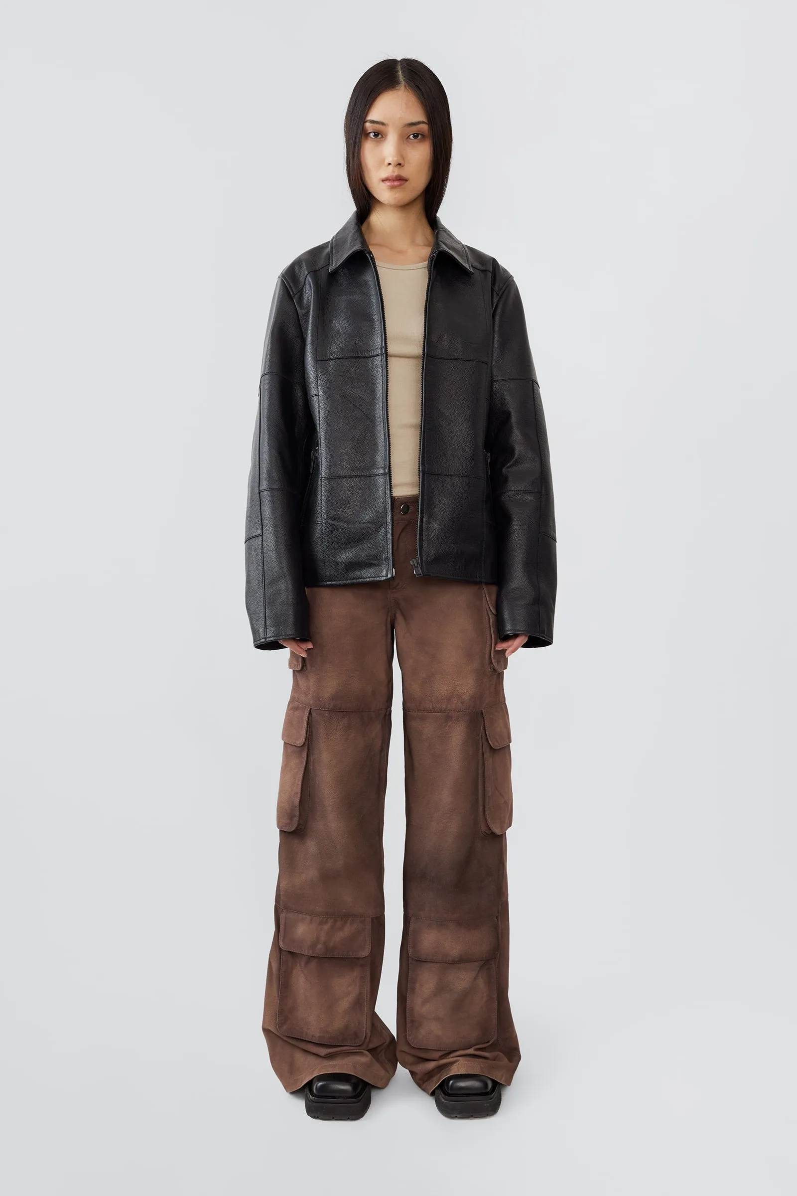 Bruno Black Leather Patch Jacket sold by Deadwood Studios