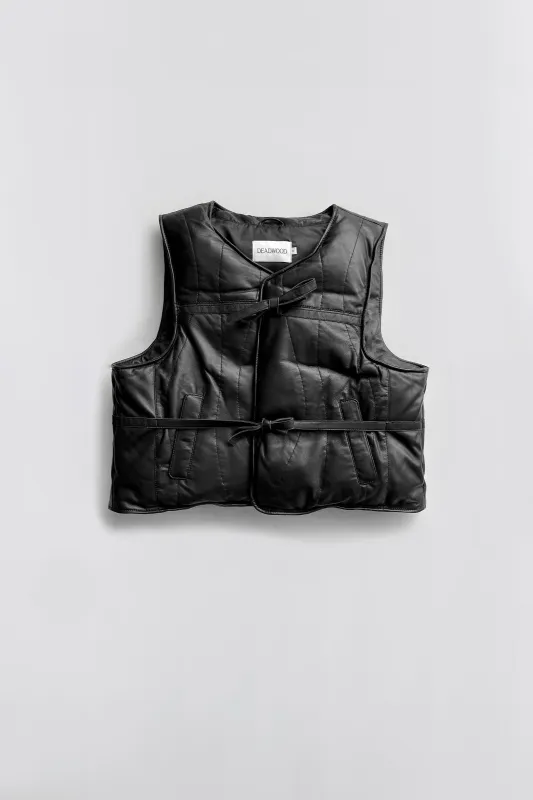 Float Black Padded Leather Vest sold by Deadwood Studios