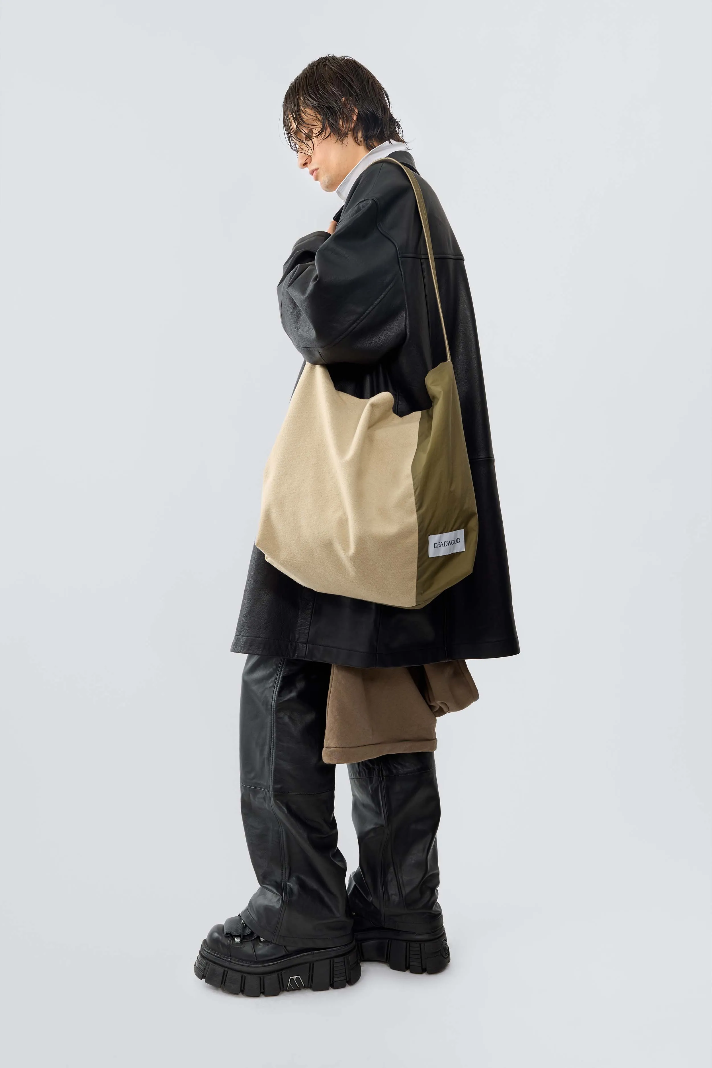 Bloke Black Oversized Leather Coat sold by Deadwood Studios product image thumbnail 3