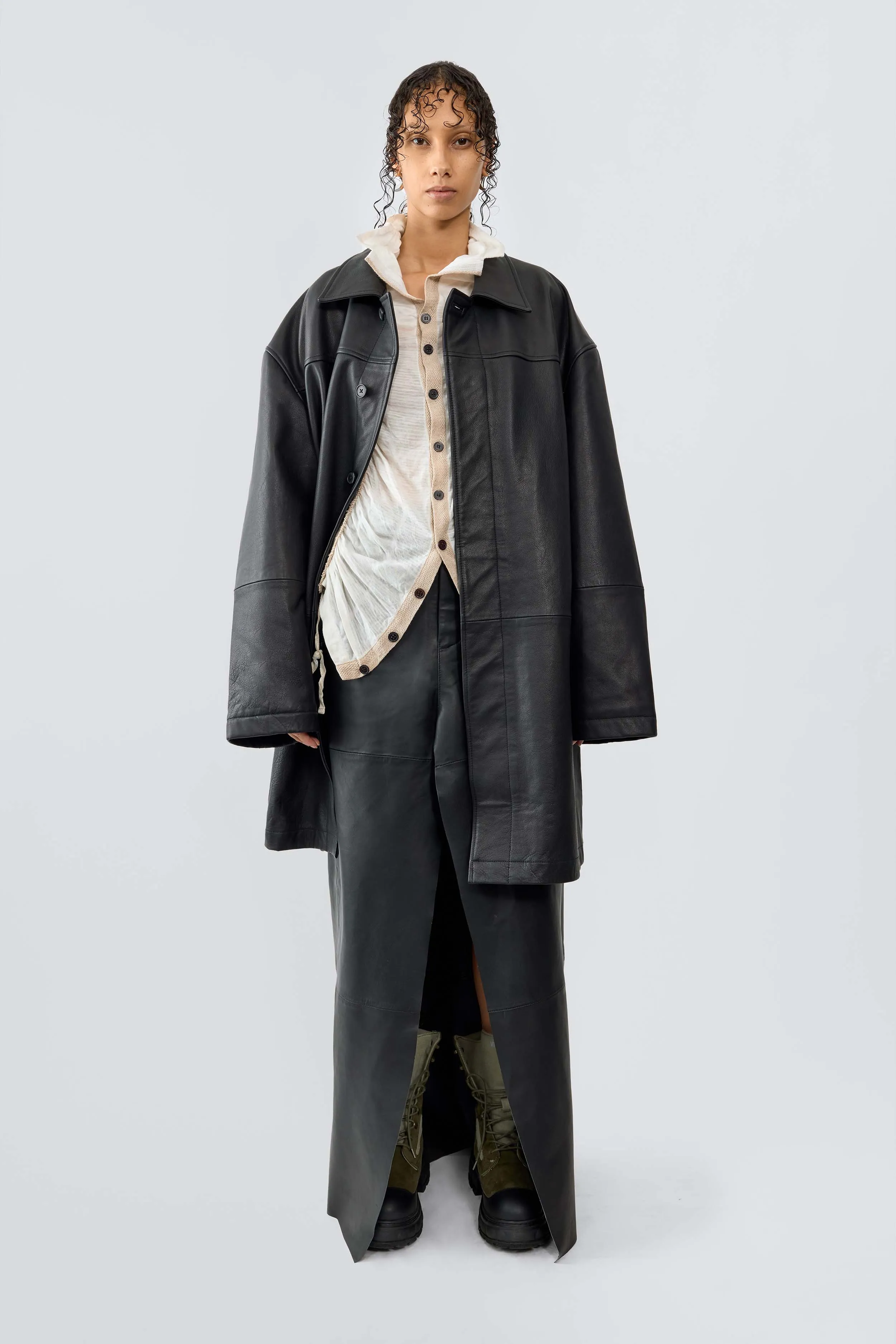 Bloke Black Oversized Leather Coat sold by Deadwood Studios product image thumbnail 5