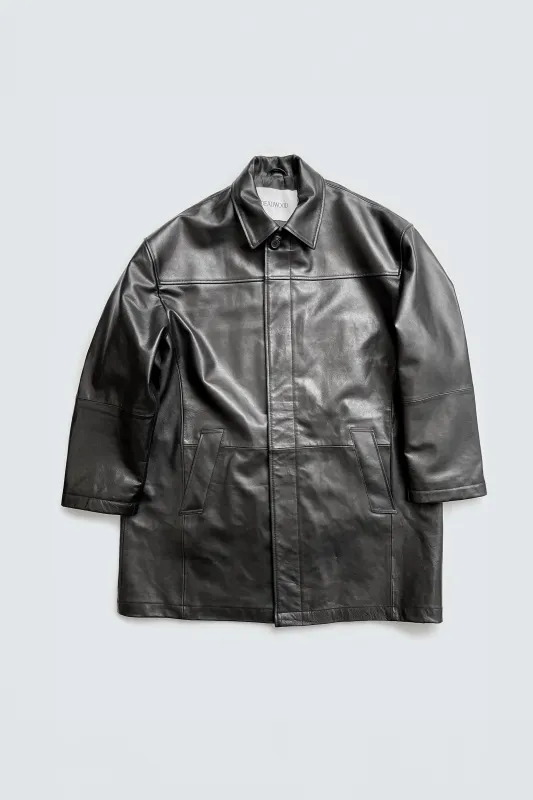 Bloke Black Oversized Leather Coat sold by Deadwood Studios