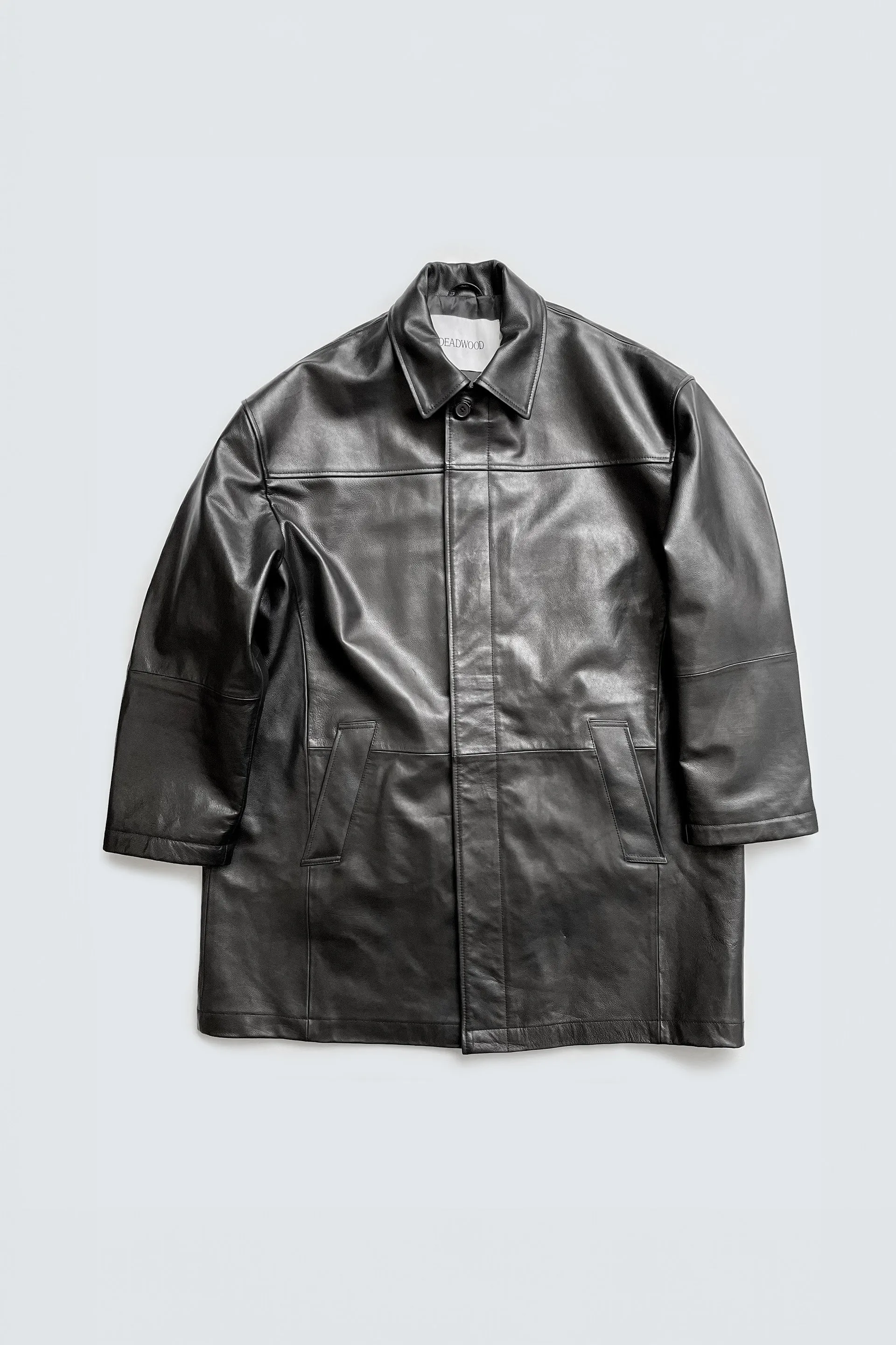 Bloke Black Oversized Leather Coat sold by Deadwood Studios