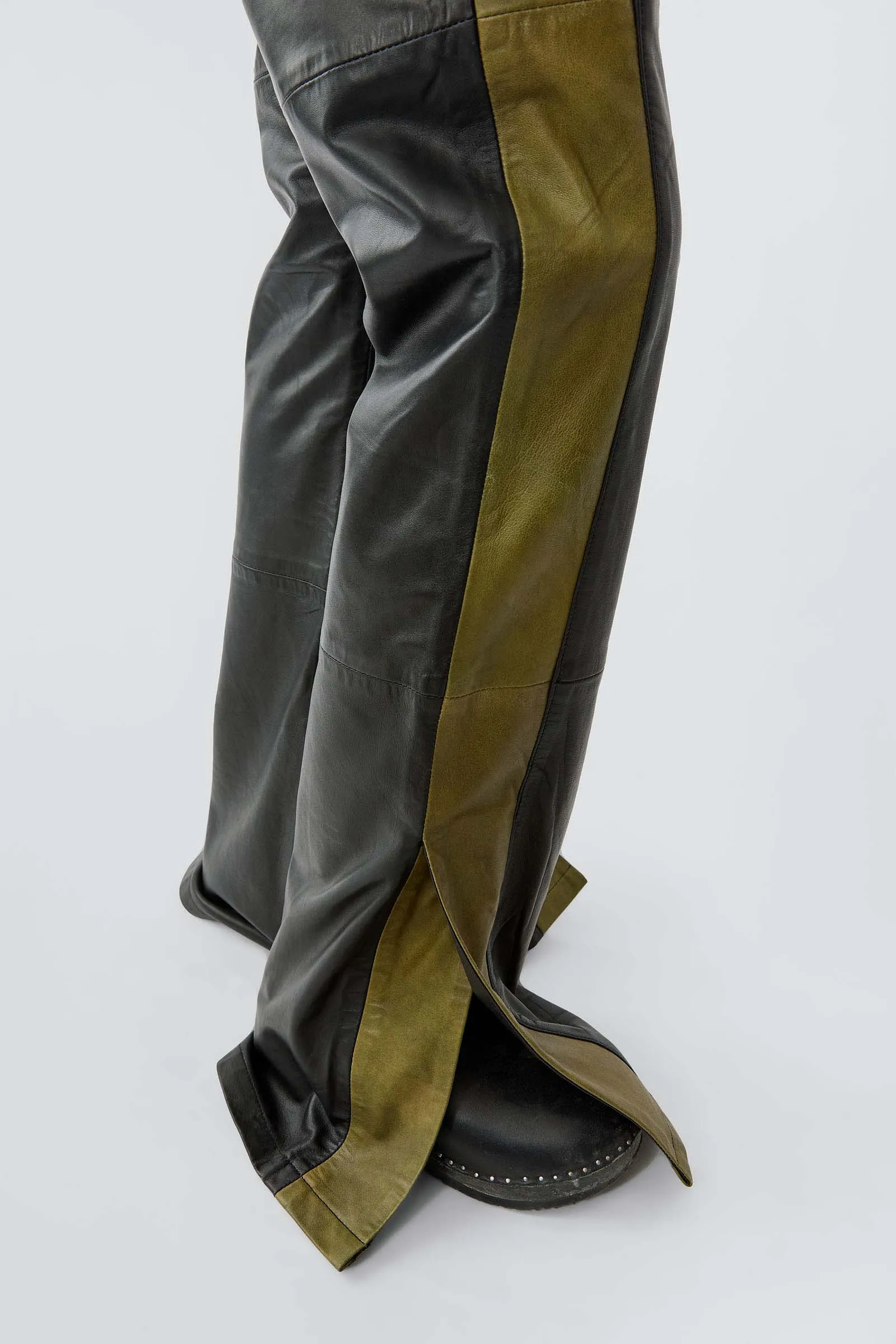 Prance Black Leather Pants Olive Panels sold by Deadwood Studios product image thumbnail 2