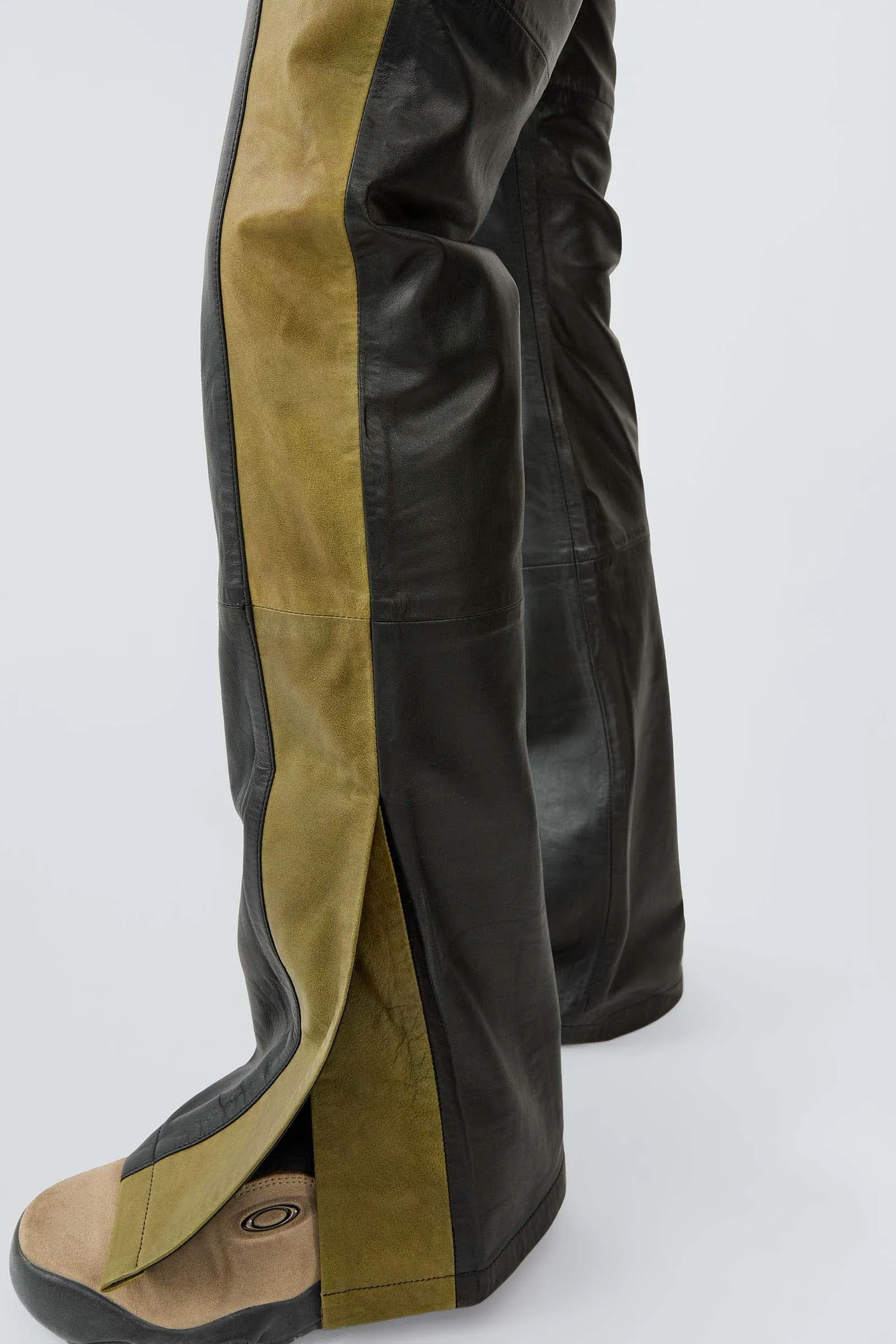 Prance Black Leather Pants Olive Panels sold by Deadwood Studios product image thumbnail 4
