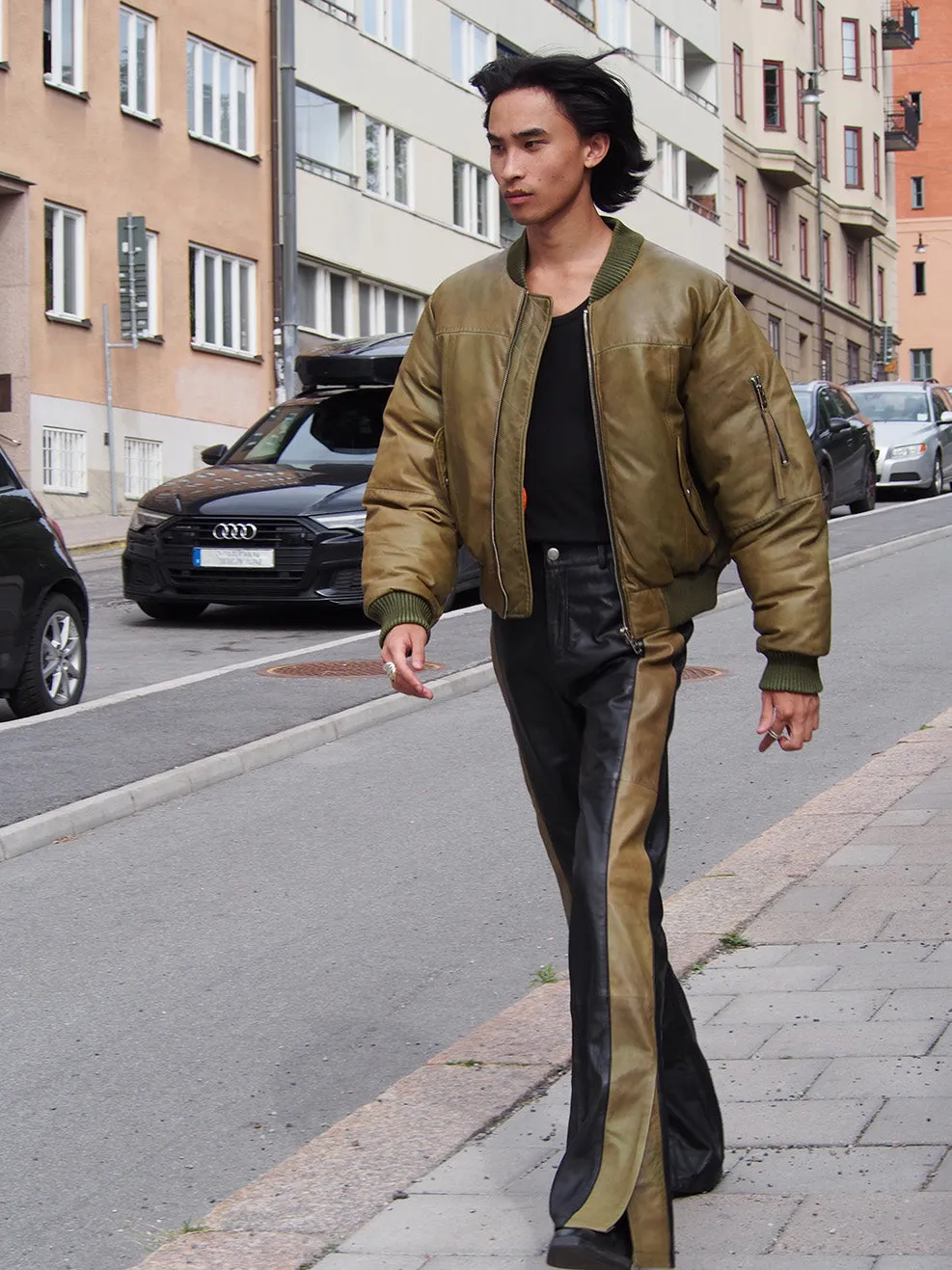 Prance Black Leather Pants Olive Panels sold by Deadwood Studios product image thumbnail 3