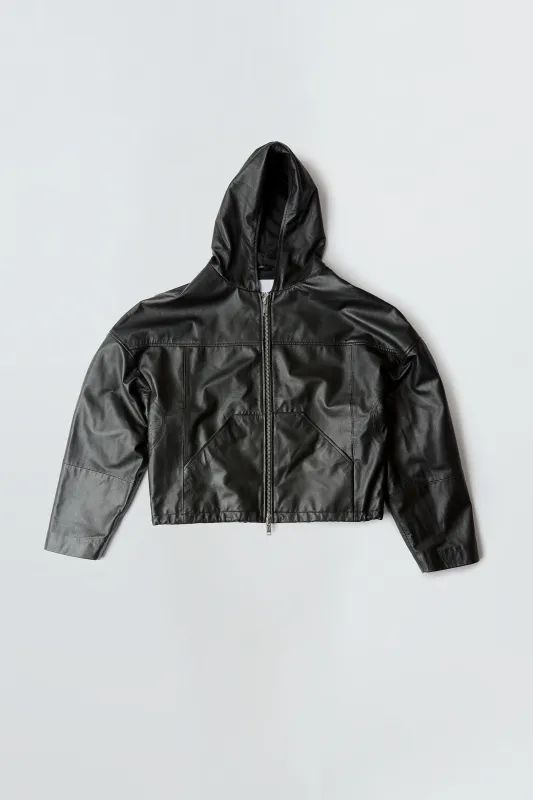 Hector Black Leather Hoodie sold by Deadwood Studios