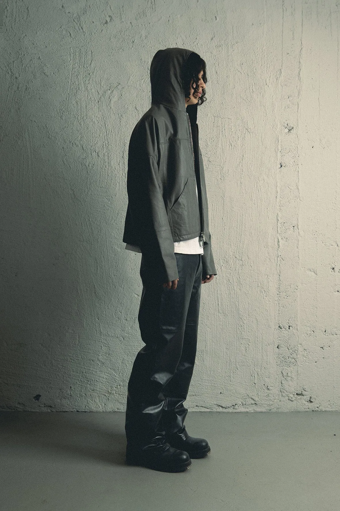 Hector Grey Leather Hoodie sold by Deadwood Studios product image thumbnail 2