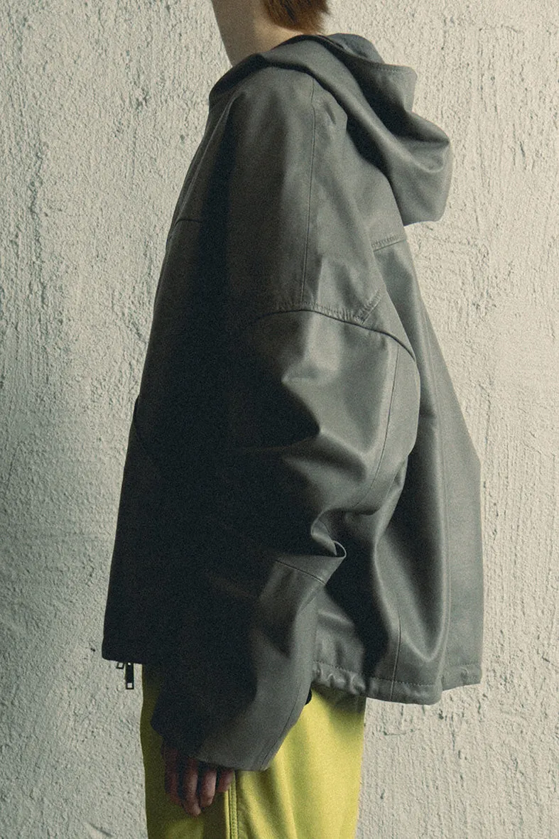 Hector Grey Leather Hoodie sold by Deadwood Studios product image thumbnail 3