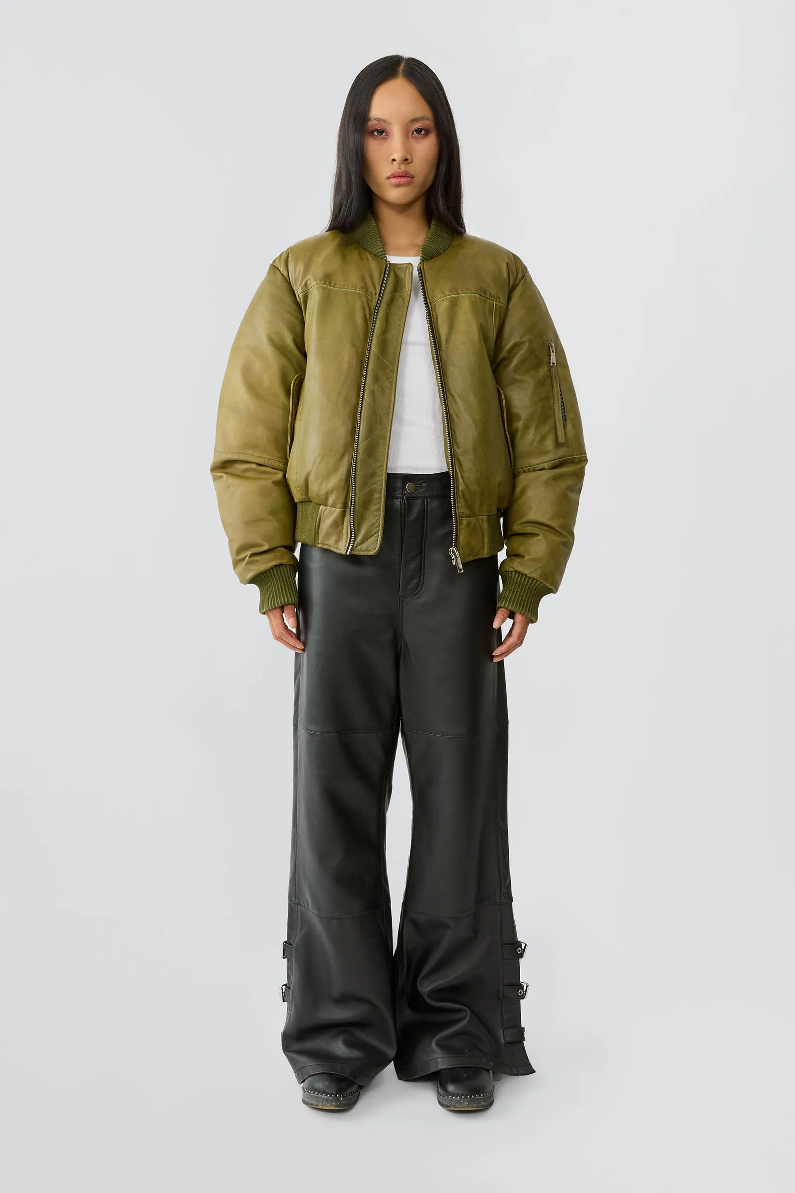 Bofinger Olive Padded Leather Jacket sold by Deadwood Studios product image thumbnail 4