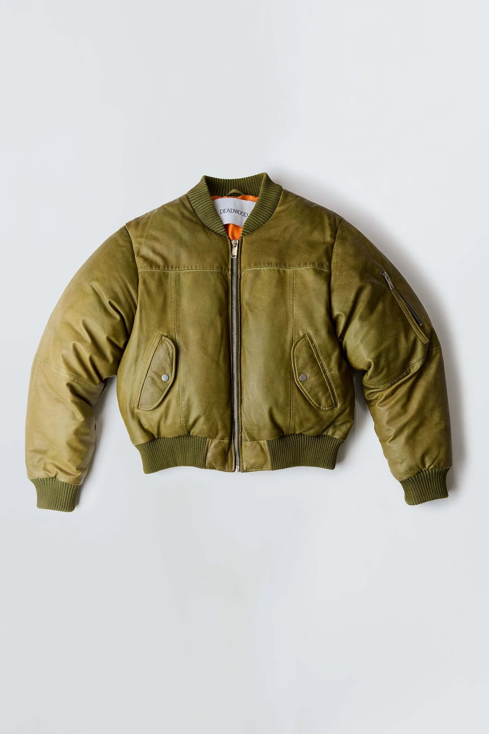 Bofinger Olive Padded Leather Jacket sold by Deadwood Studios