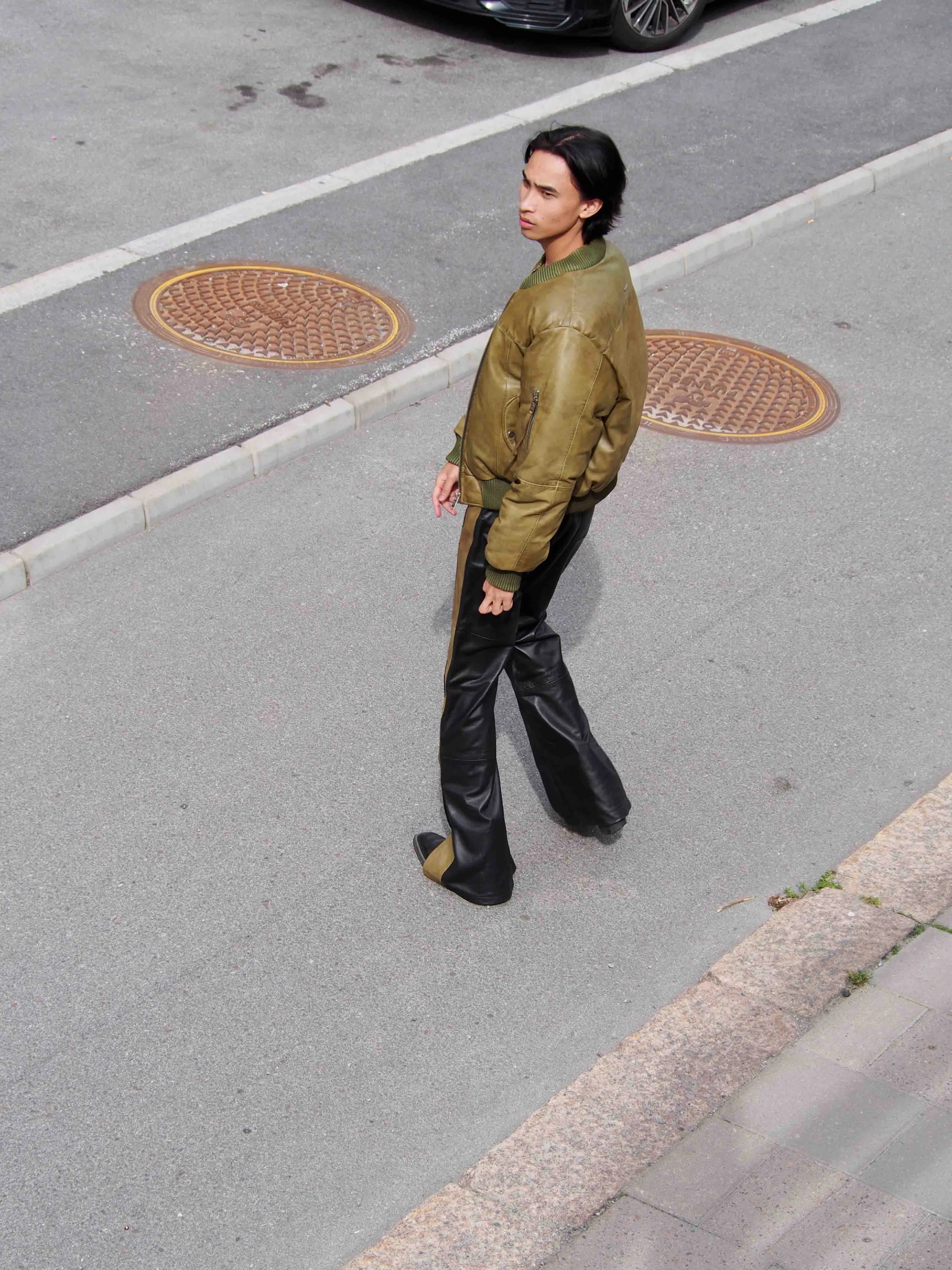 Bofinger Olive Padded Leather Jacket sold by Deadwood Studios product image thumbnail 3