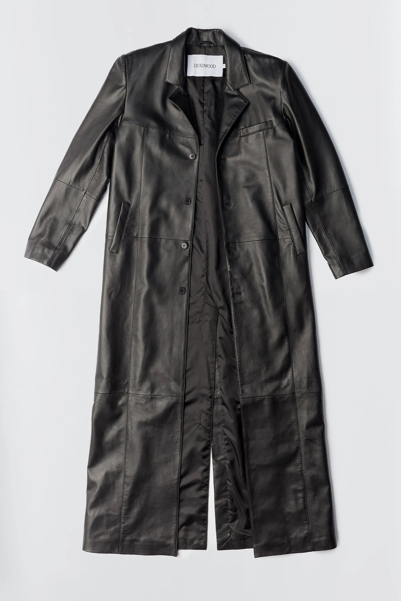 Vargen Black Leather Maxi Coat sold by Deadwood Studios